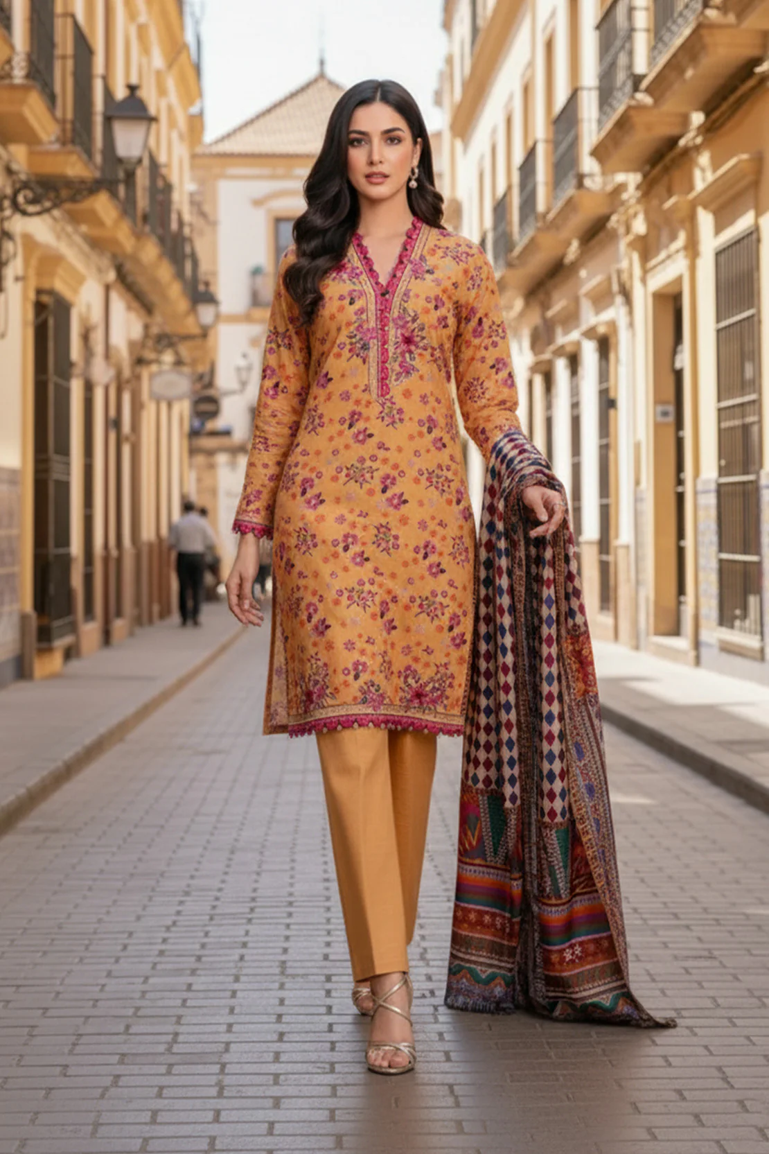 Embroidered - 3 Pc Khaddar Suit - Image 3