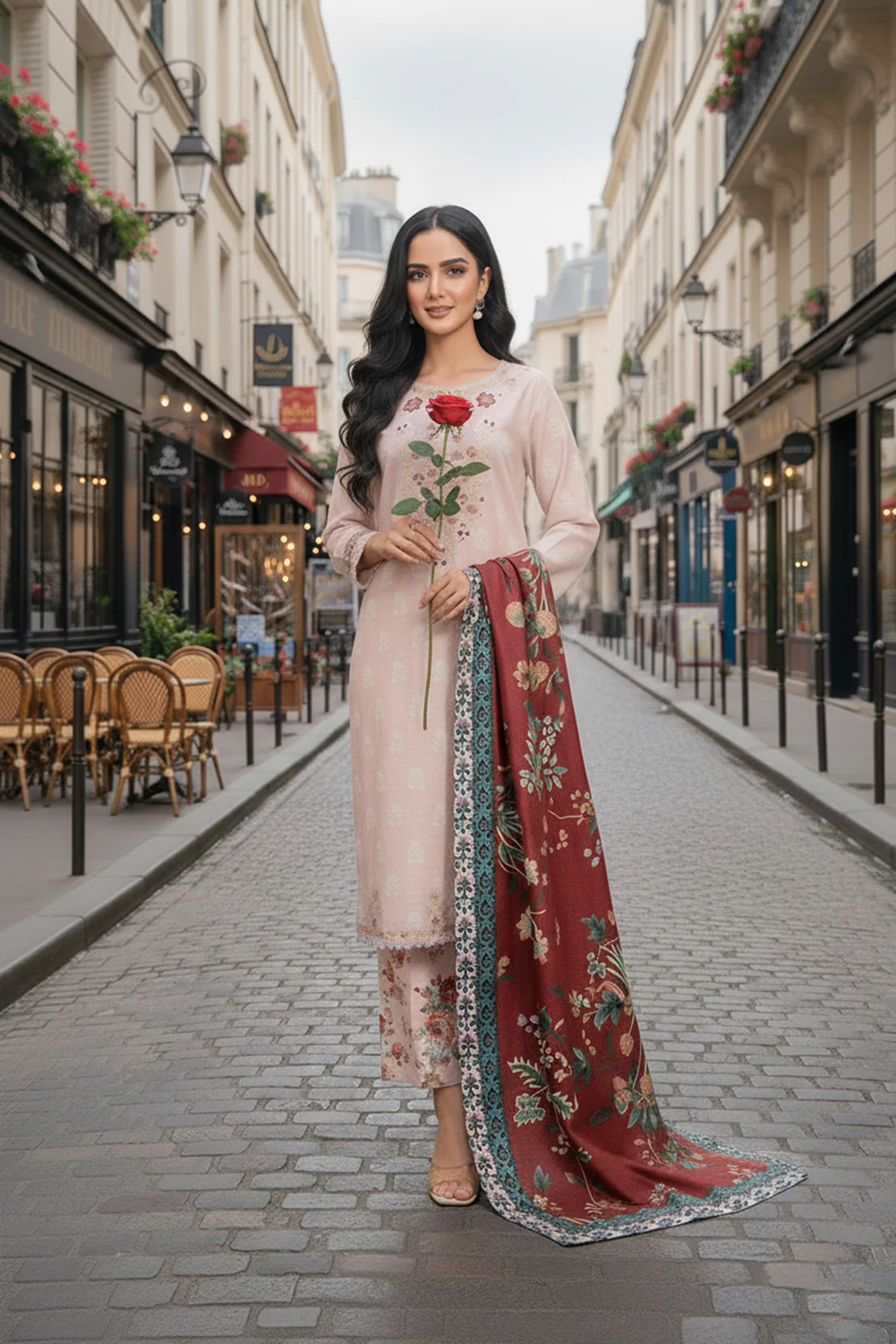Embroidered - 3 Pc Khaddar Suit - Image 3
