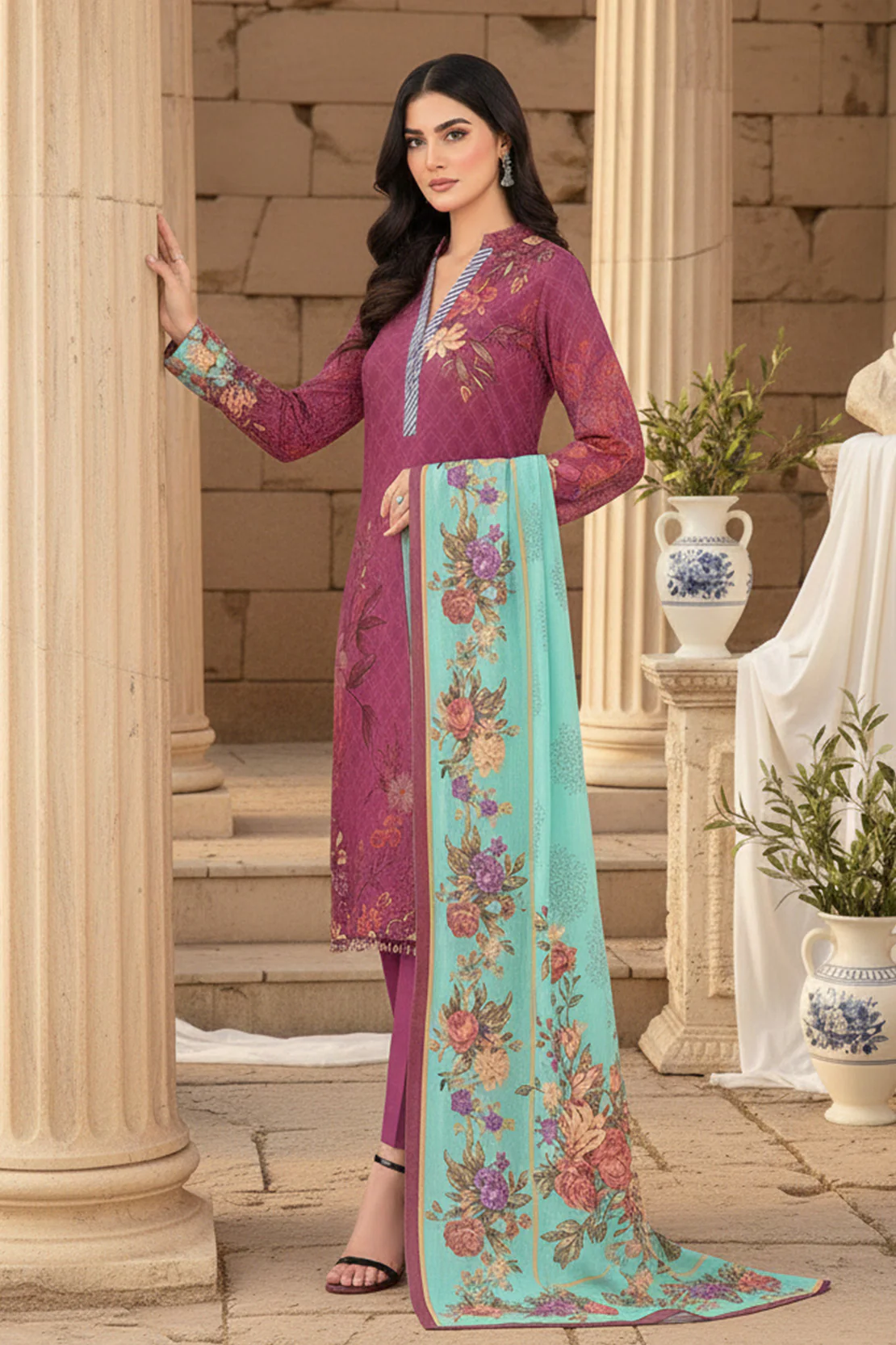 Printed - 3 Pc Khaddar Suit - Image 3