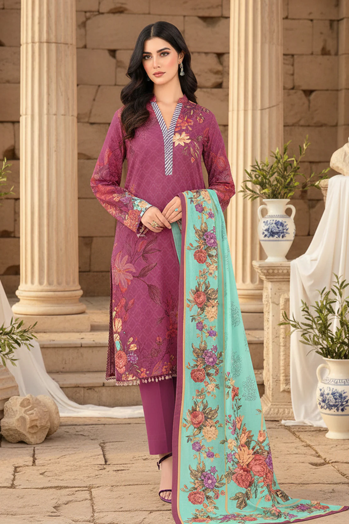 Printed - 3 Pc Khaddar Suit - Image 4