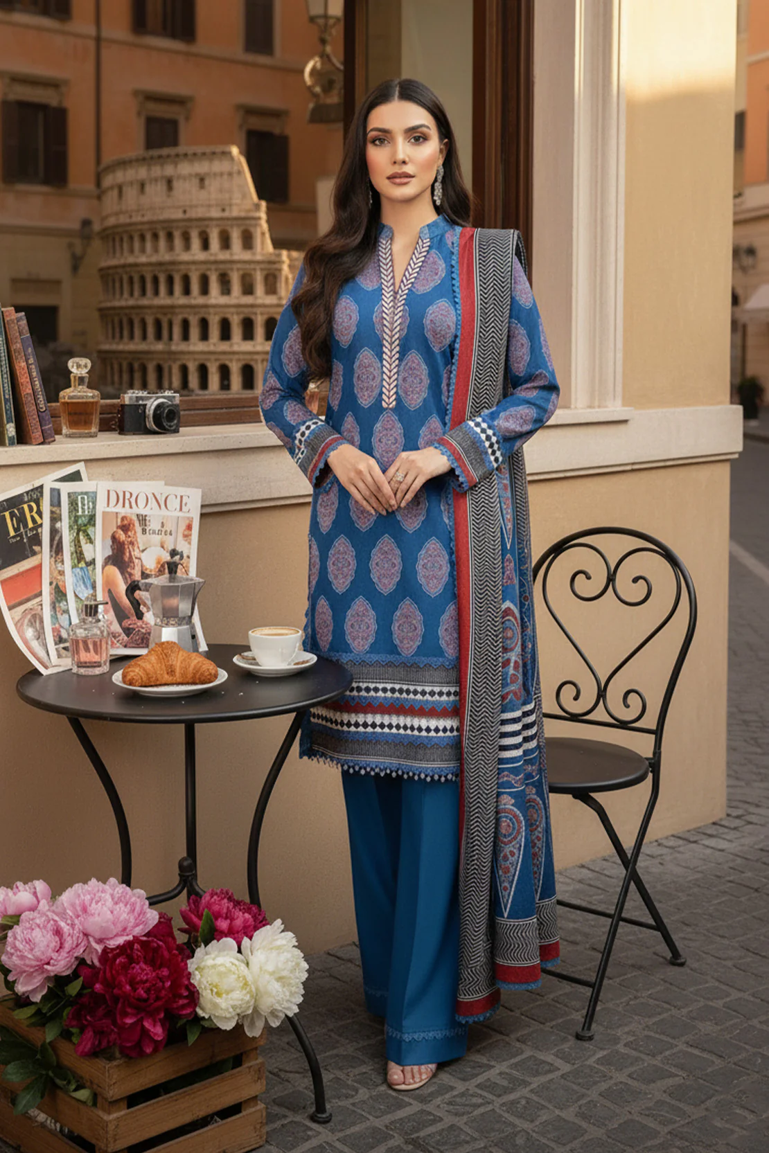 Printed - 3 Pc Khaddar Suit - Image 4