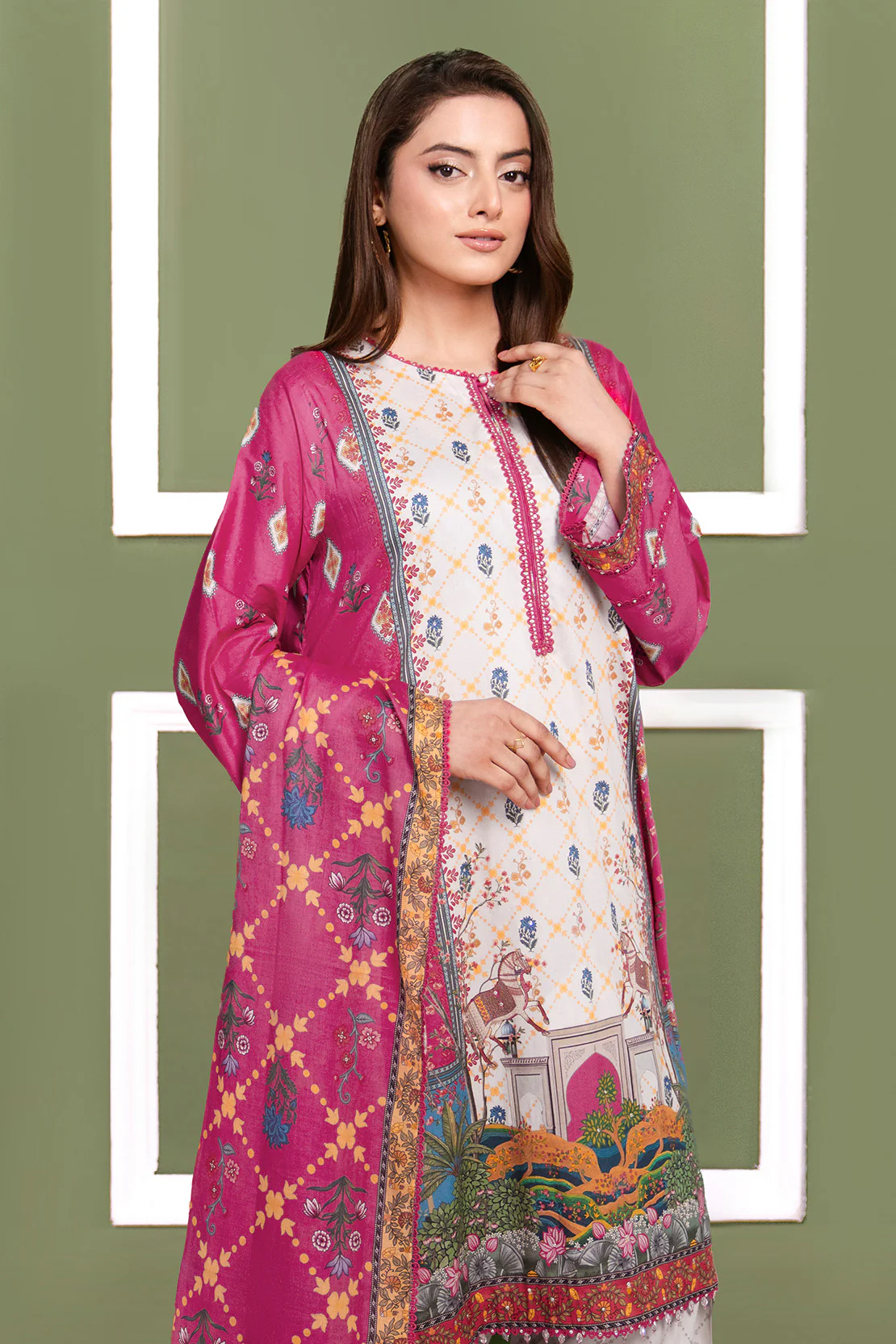 Printed - 3 Pc Cambric Suit - Image 4