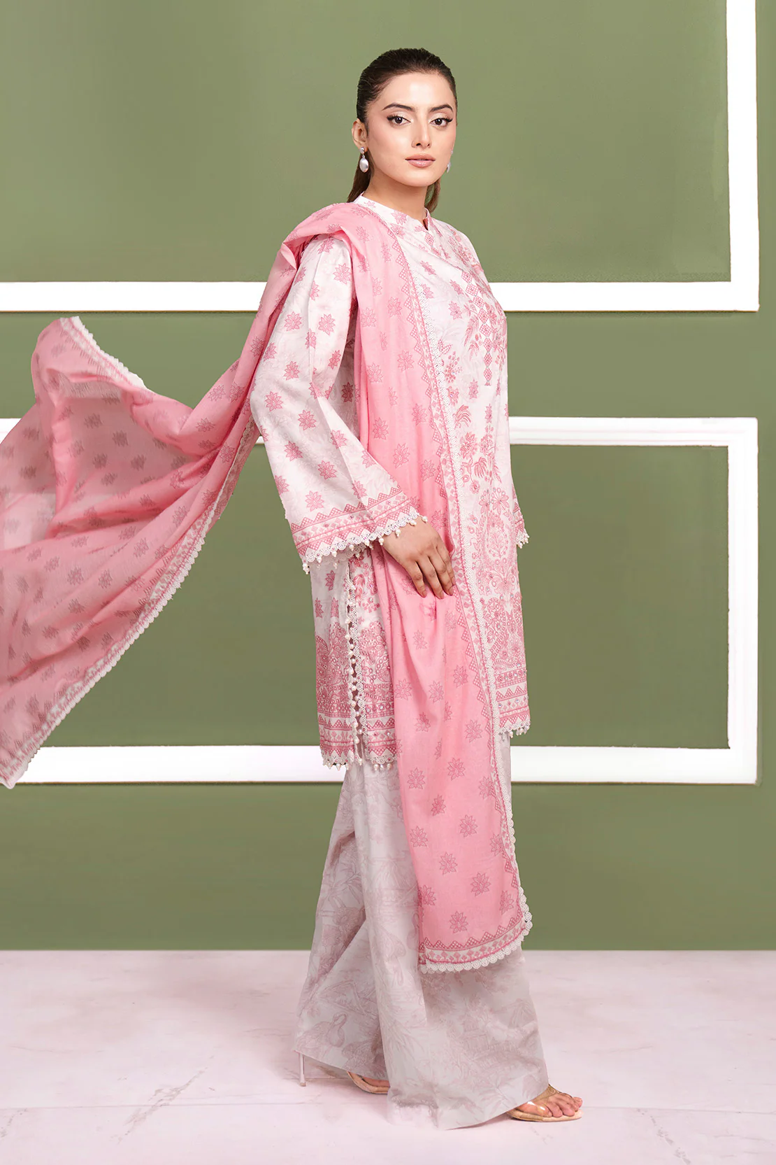 Printed - 3 Pc Cambric Suit - Image 3