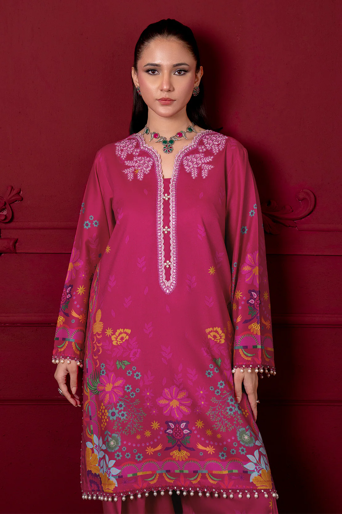 Embroidered - 2 Pc Linen Suit - Image 3
