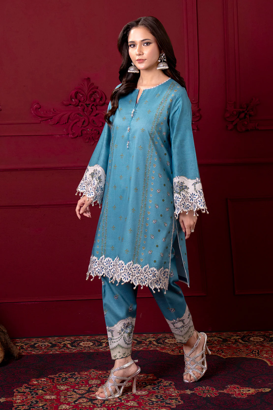 Embroidered - 2 Pc Linen Suit (RTW) - Image 3
