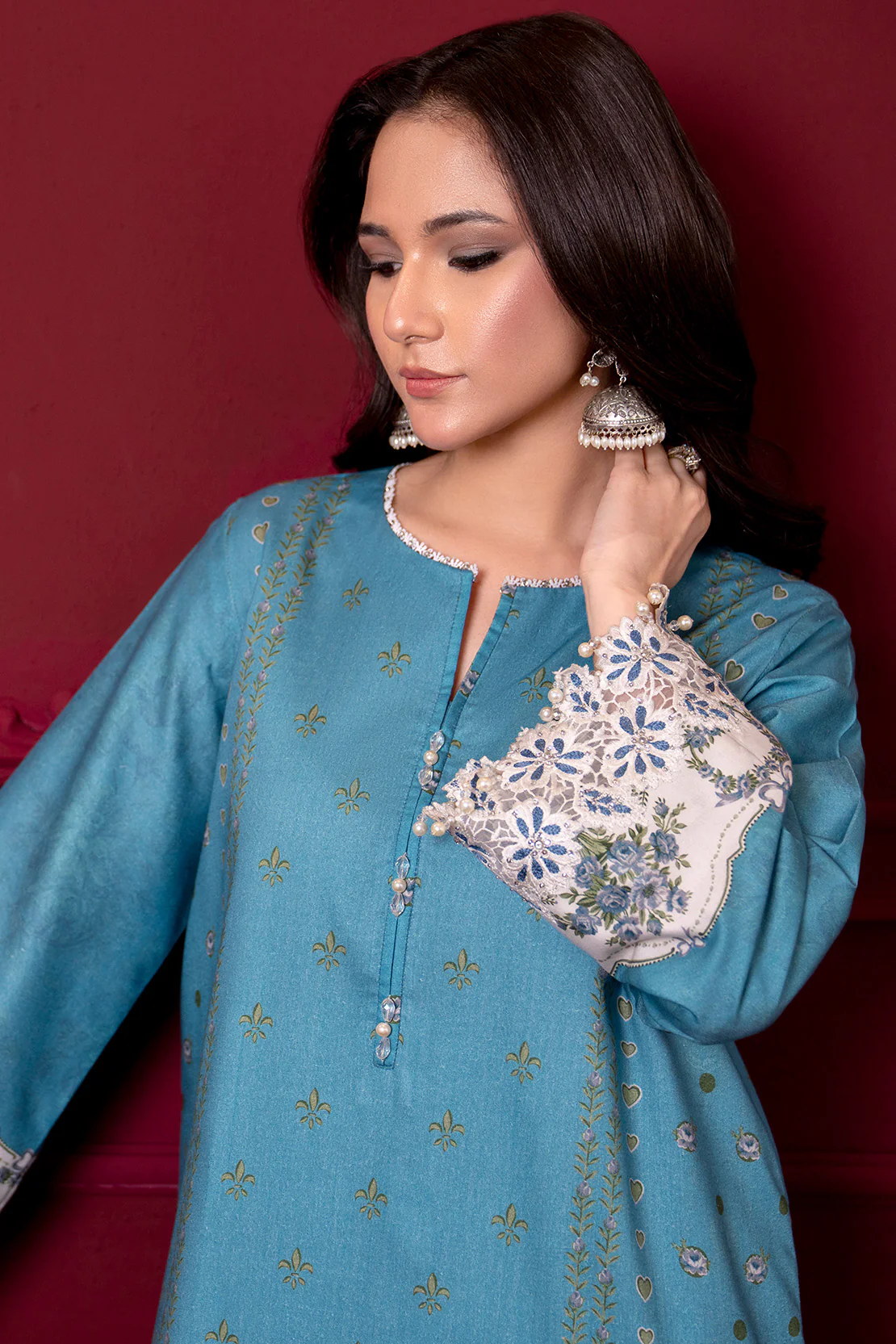 Embroidered - 2 Pc Linen Suit (RTW) - Image 4