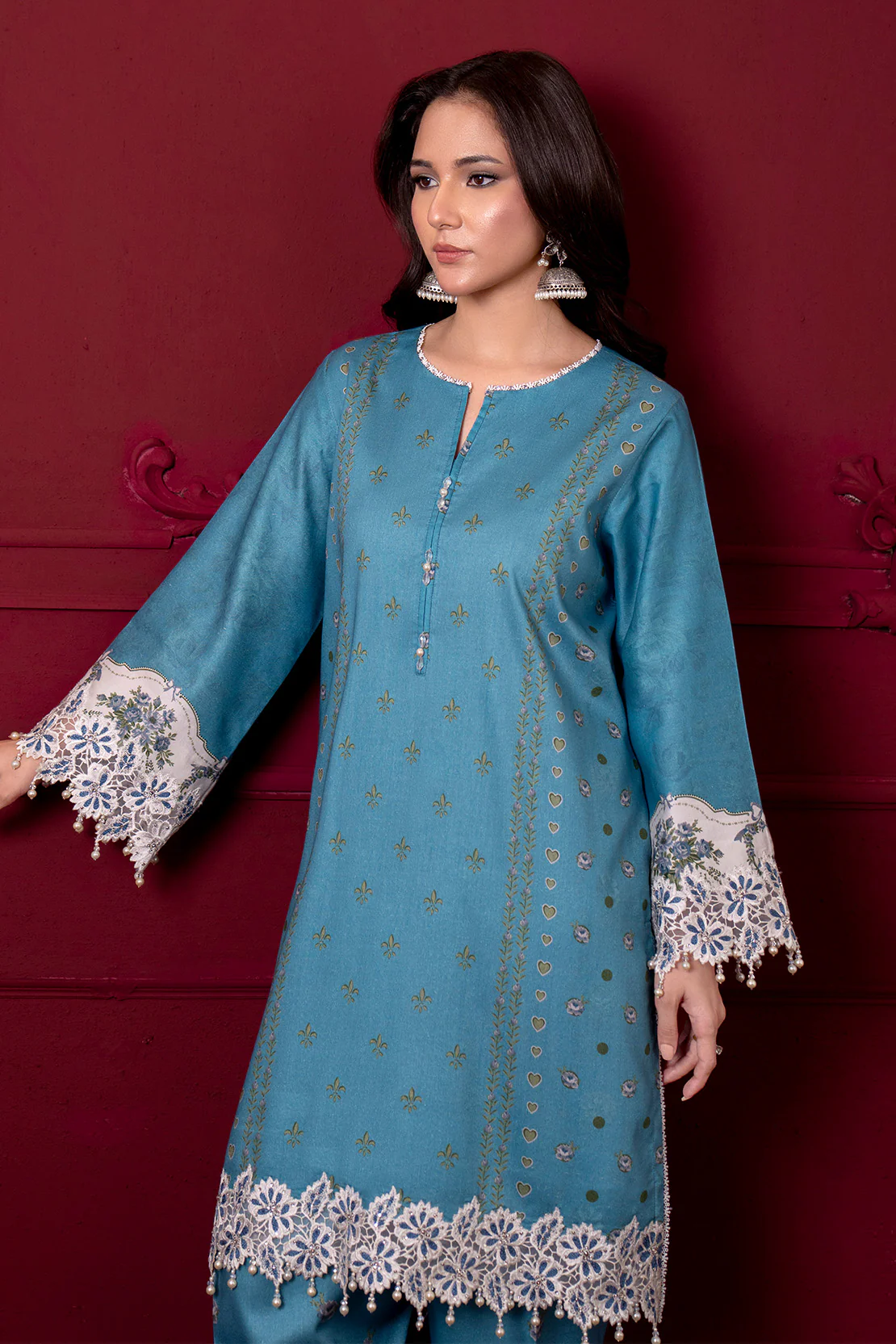 Embroidered - 2 Pc Linen Suit (RTW) - Image 6