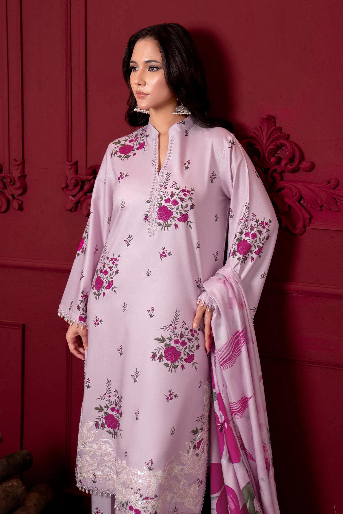 Embroidered - 3 Pc Linen Suit - Image 7