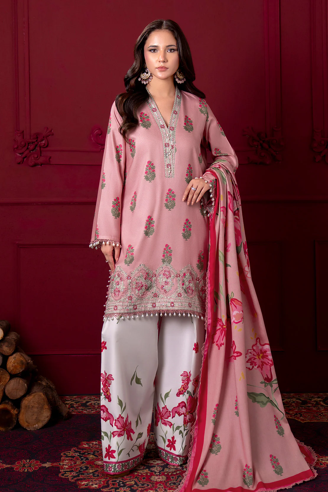 Embroidered - 3 Pc Linen Suit - Image 5