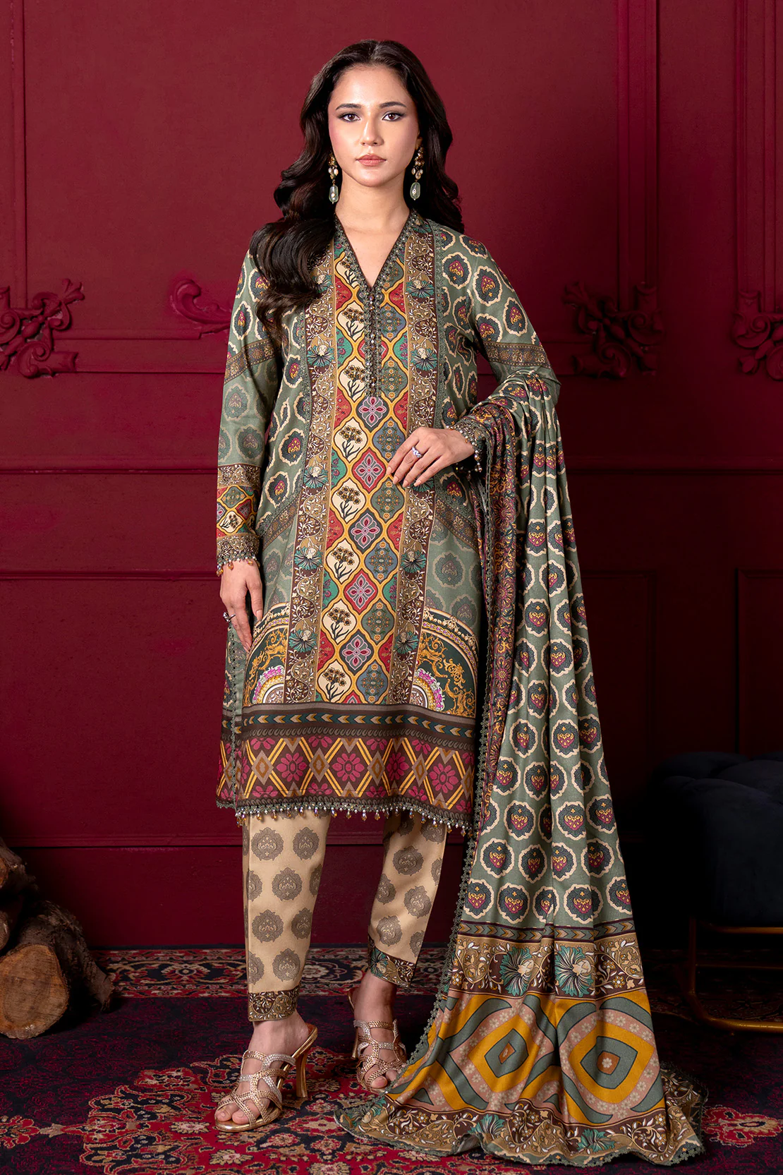 Printed - 3 Pc Linen Suit (RTW)