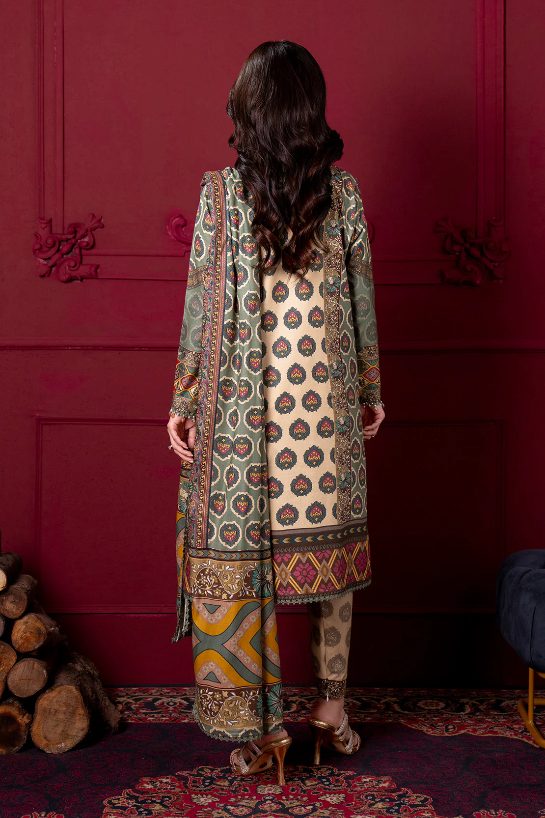 Printed - 3 Pc Linen Suit (RTW) - Image 9