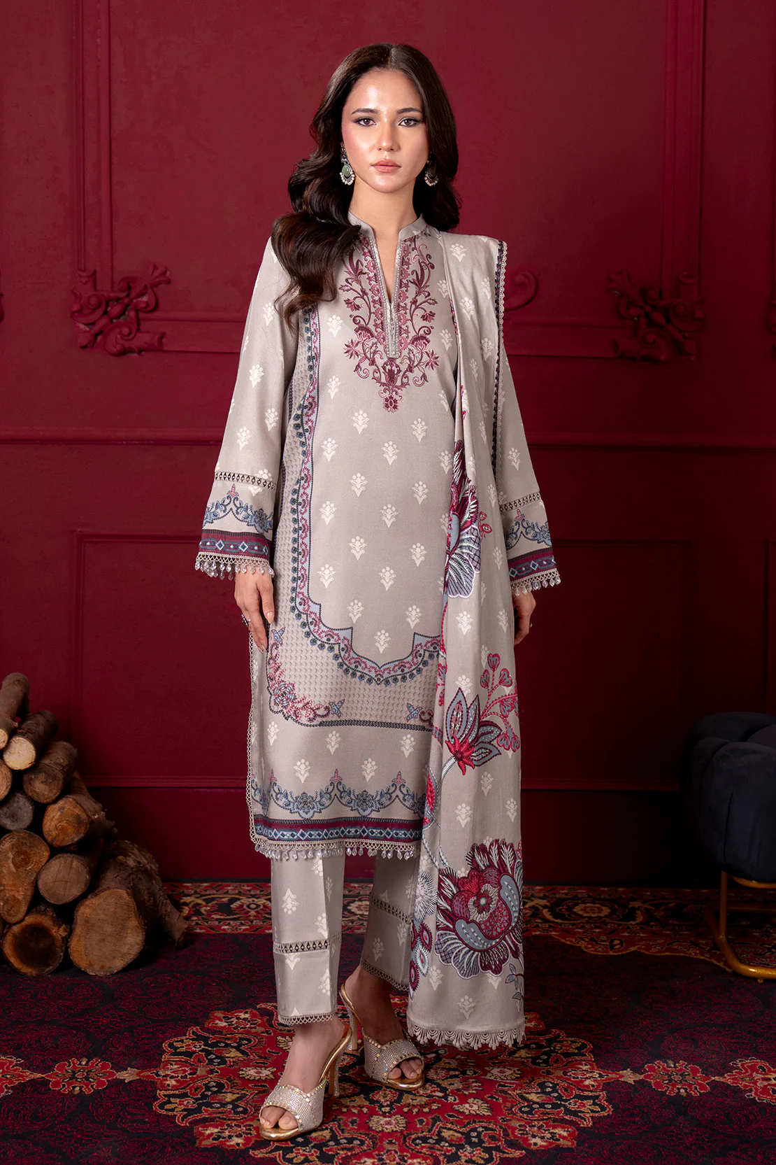 Printed - 3 Pc Linen Suit - Image 3