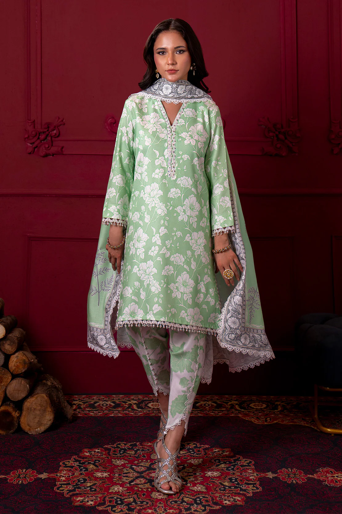 Printed - 3 Pc Linen Suit (RTW) - Image 5
