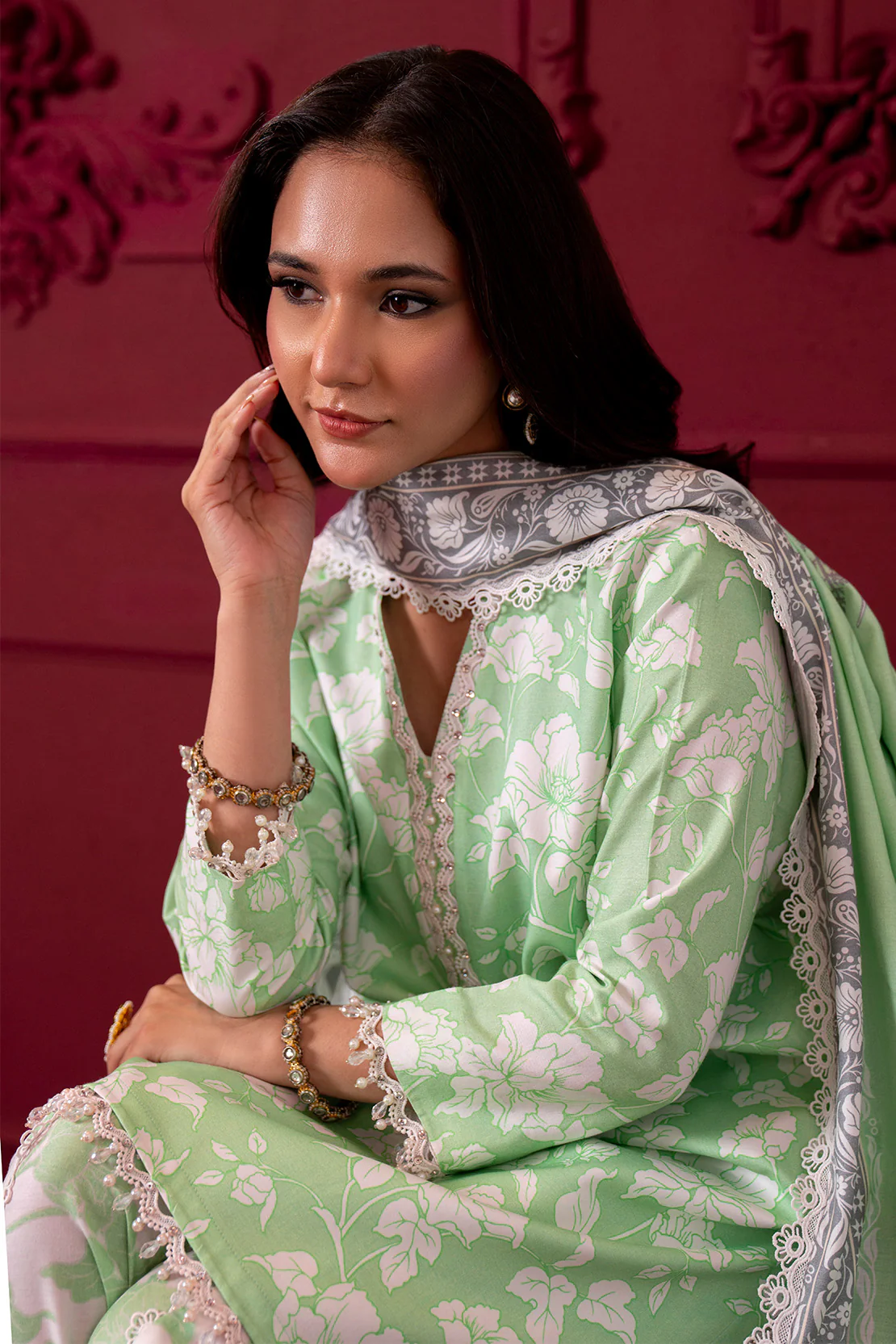 Printed - 3 Pc Linen Suit (RTW) - Image 7