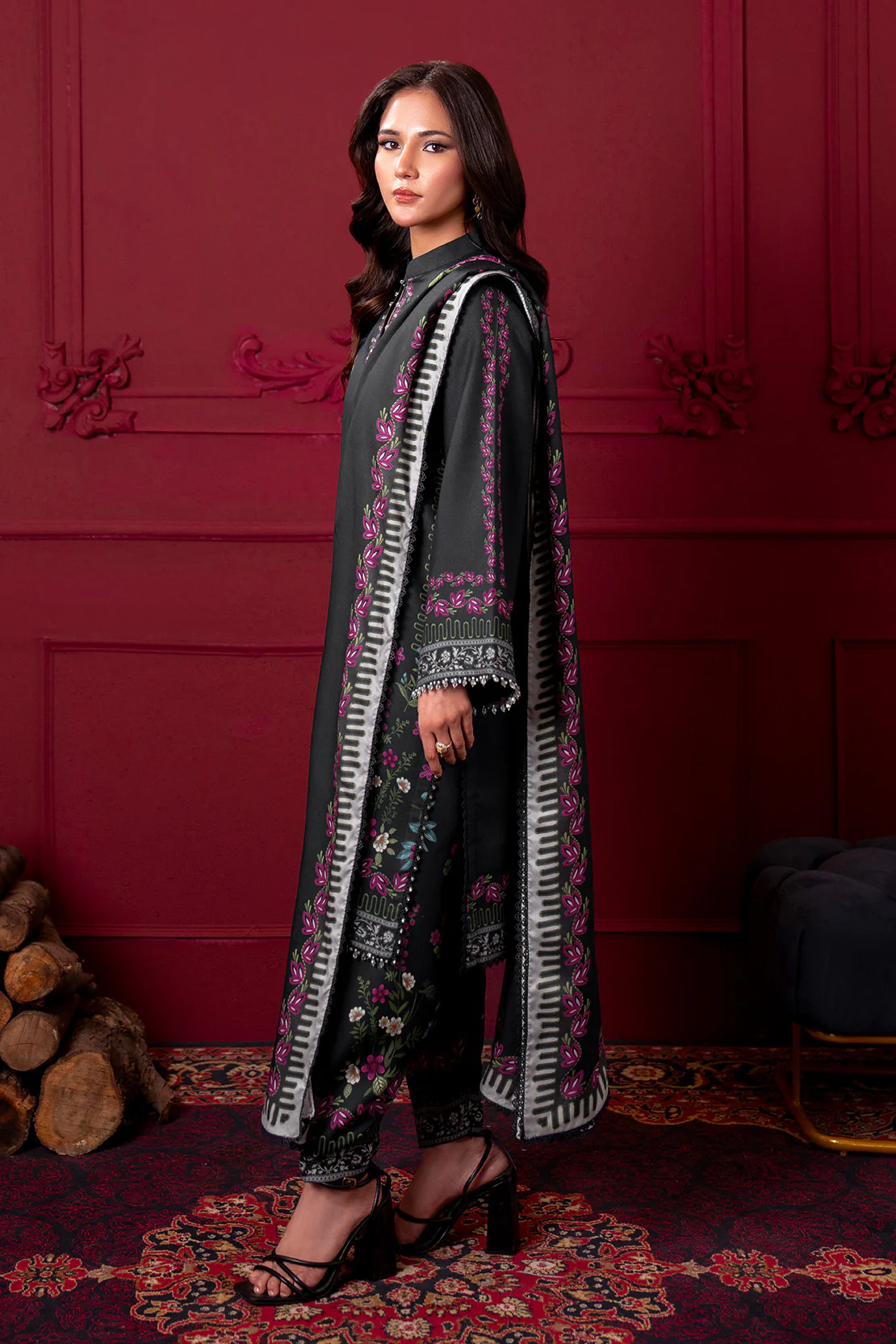 Printed - 3 Pc Linen Suit (RTW) - Image 3