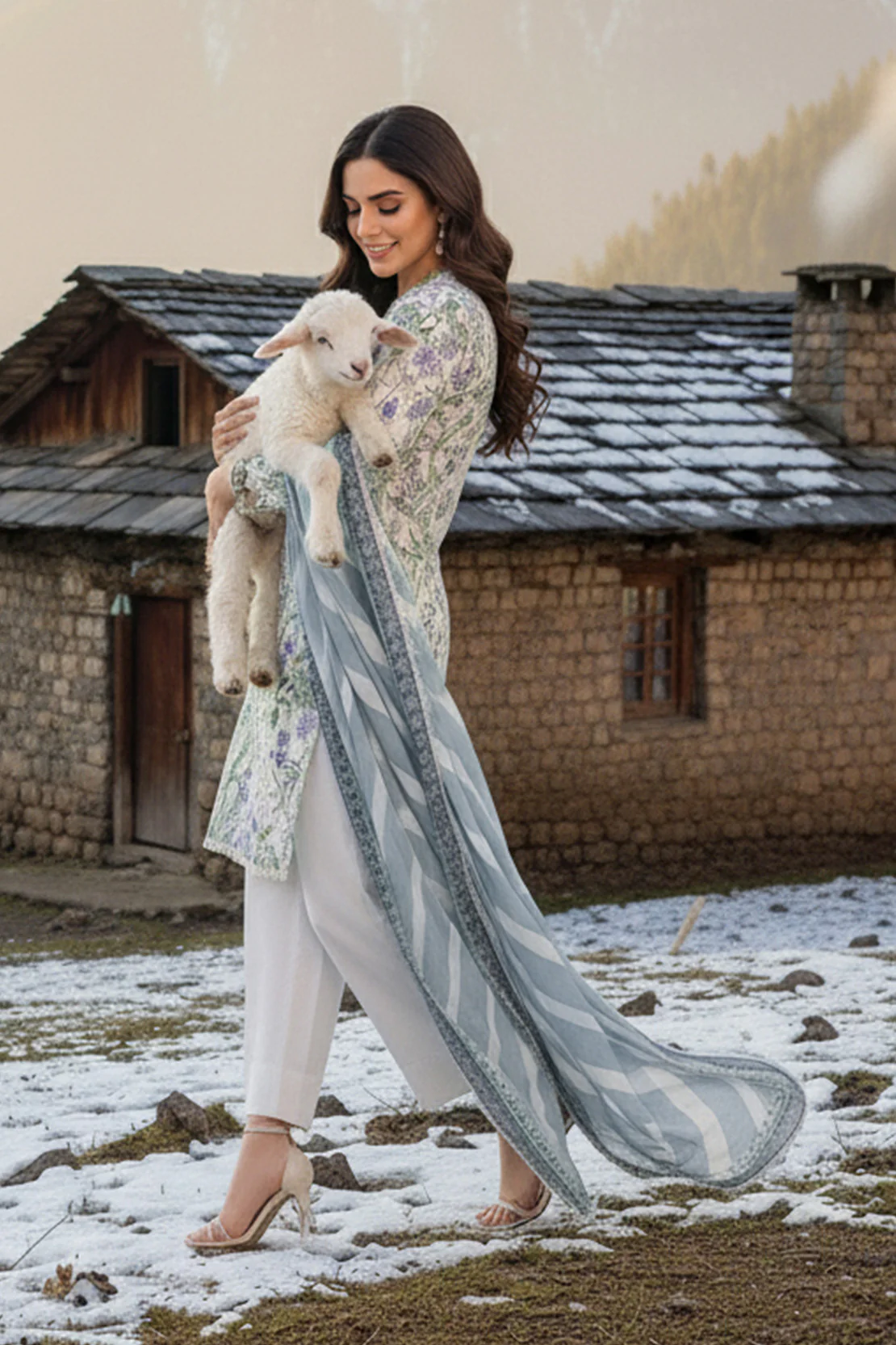 Printed - 2 Pc Karandi Suit - Image 3