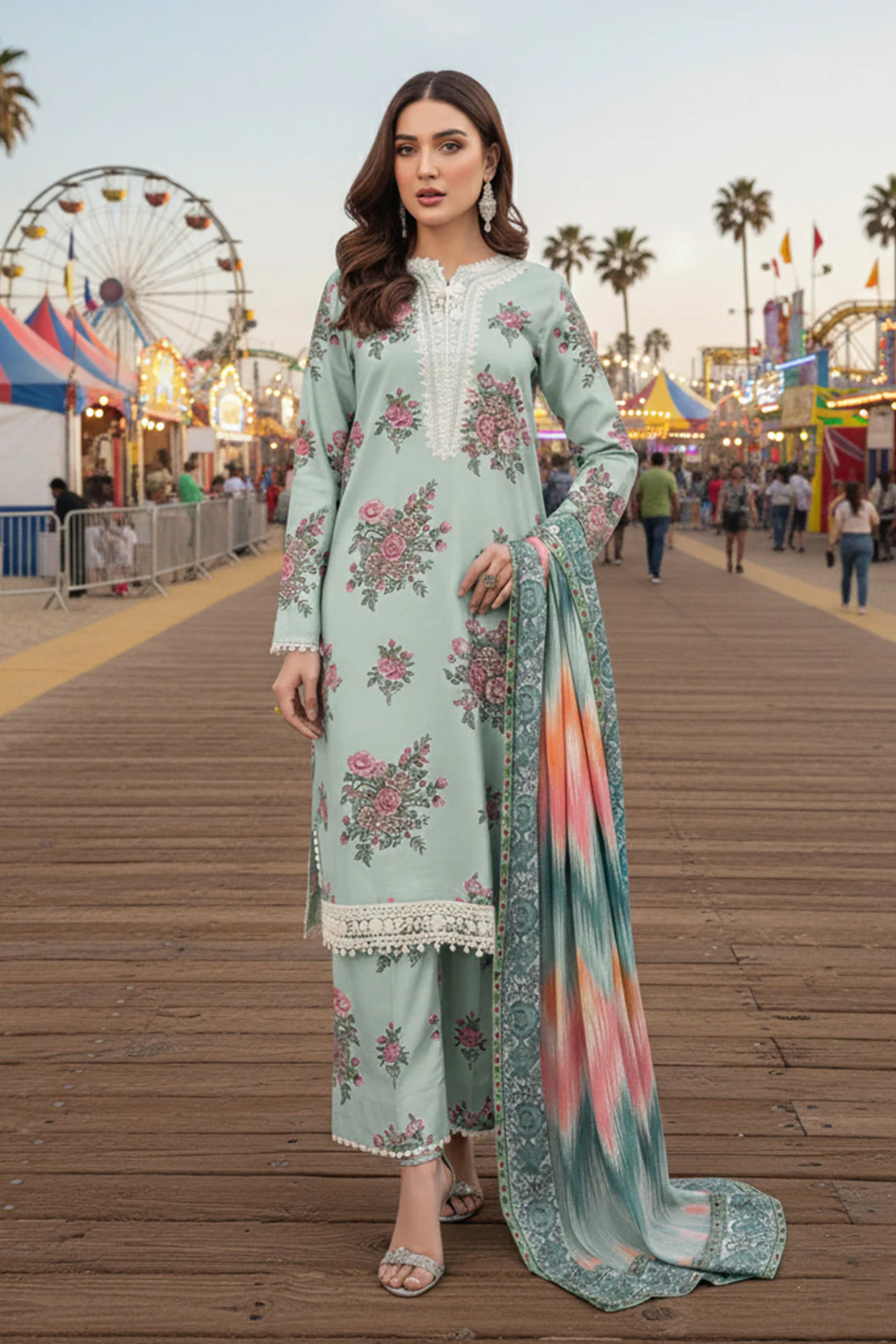 Embroidered - 3 Pc Karandi Suit
