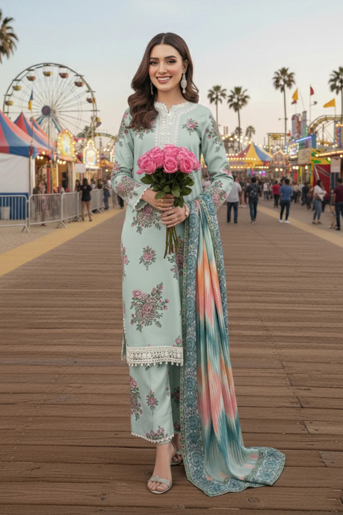 Embroidered - 3 Pc Karandi Suit - Image 3