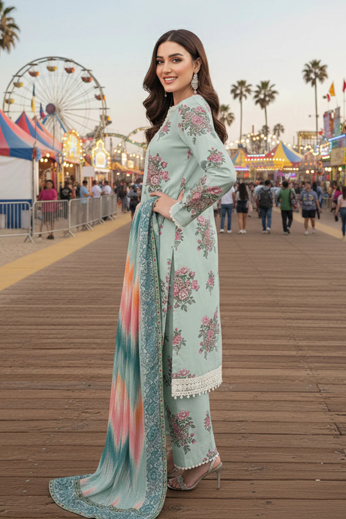 Embroidered - 3 Pc Karandi Suit - Image 5