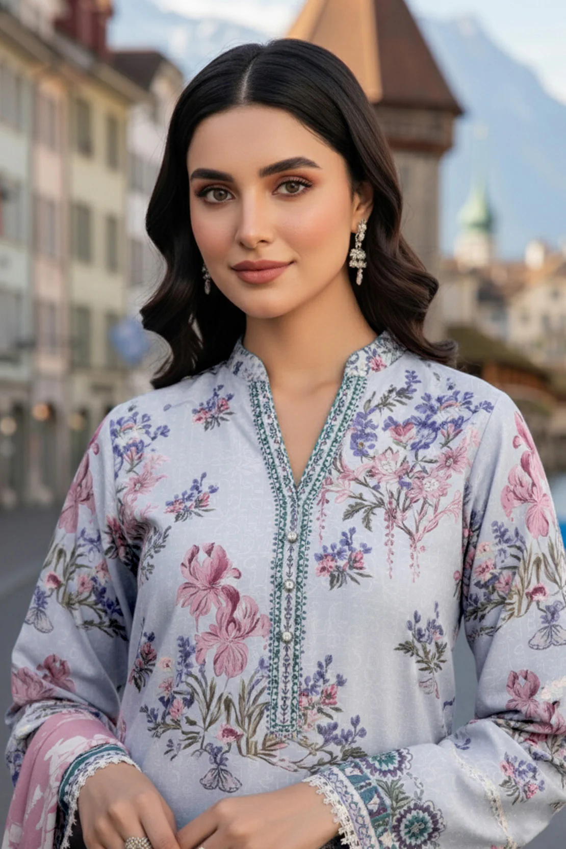 Printed - 3 Pc Karandi Suit - Image 2
