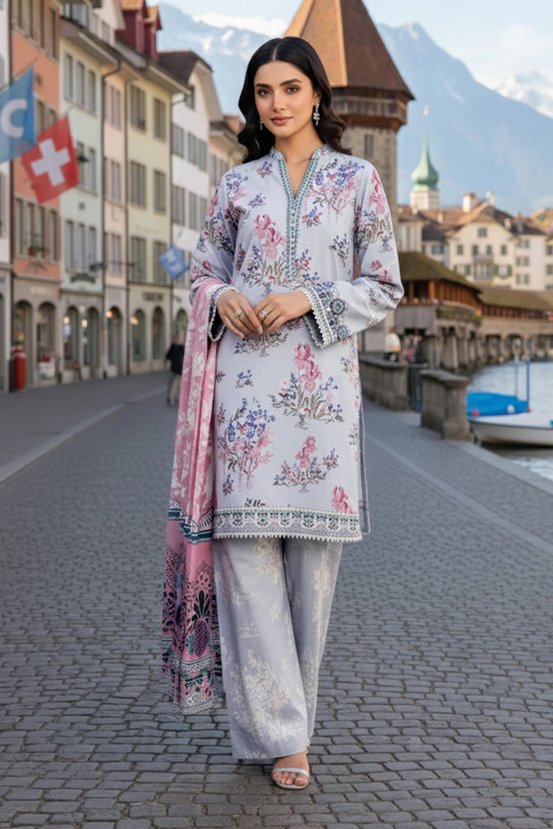 Printed - 3 Pc Karandi Suit - Image 5