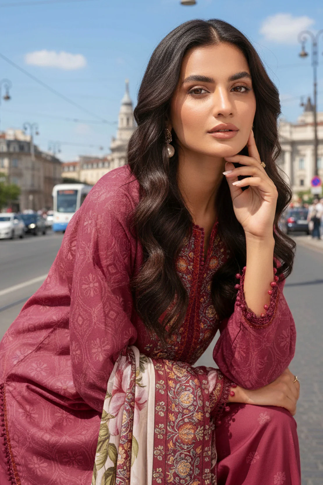 Printed - 3 Pc Karandi Suit - Image 4