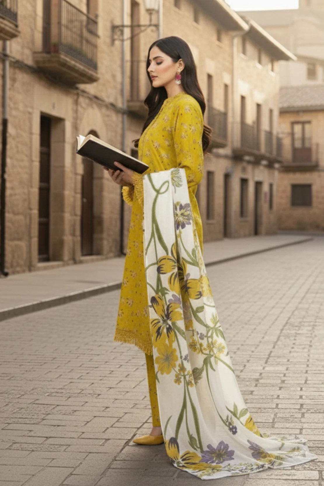 Printed - 3 Pc Karandi Suit - Image 2
