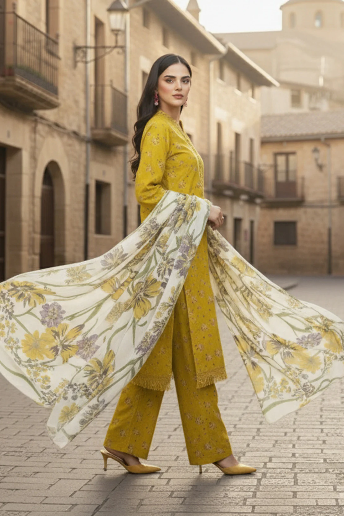 Printed - 3 Pc Karandi Suit - Image 3