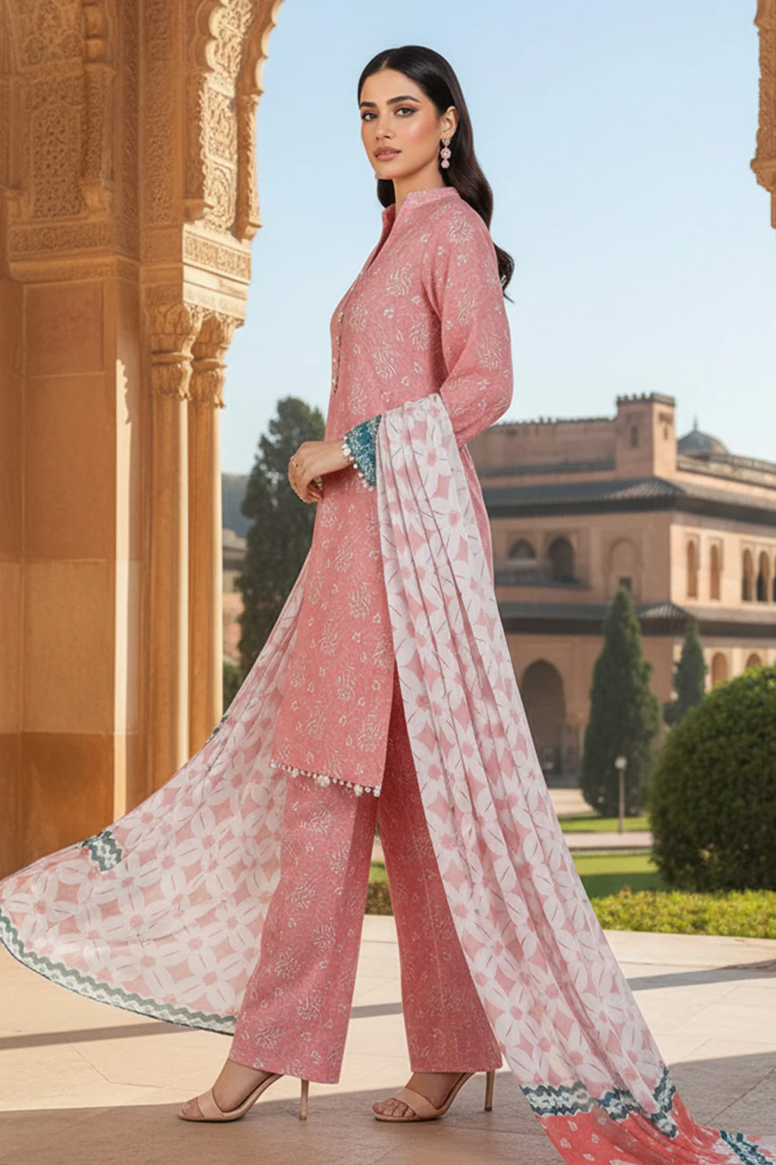 Printed - 3 Pc Karandi Suit - Image 3