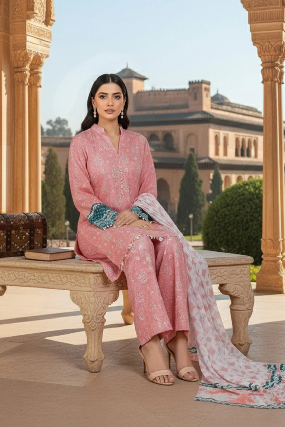 Printed - 3 Pc Karandi Suit - Image 4