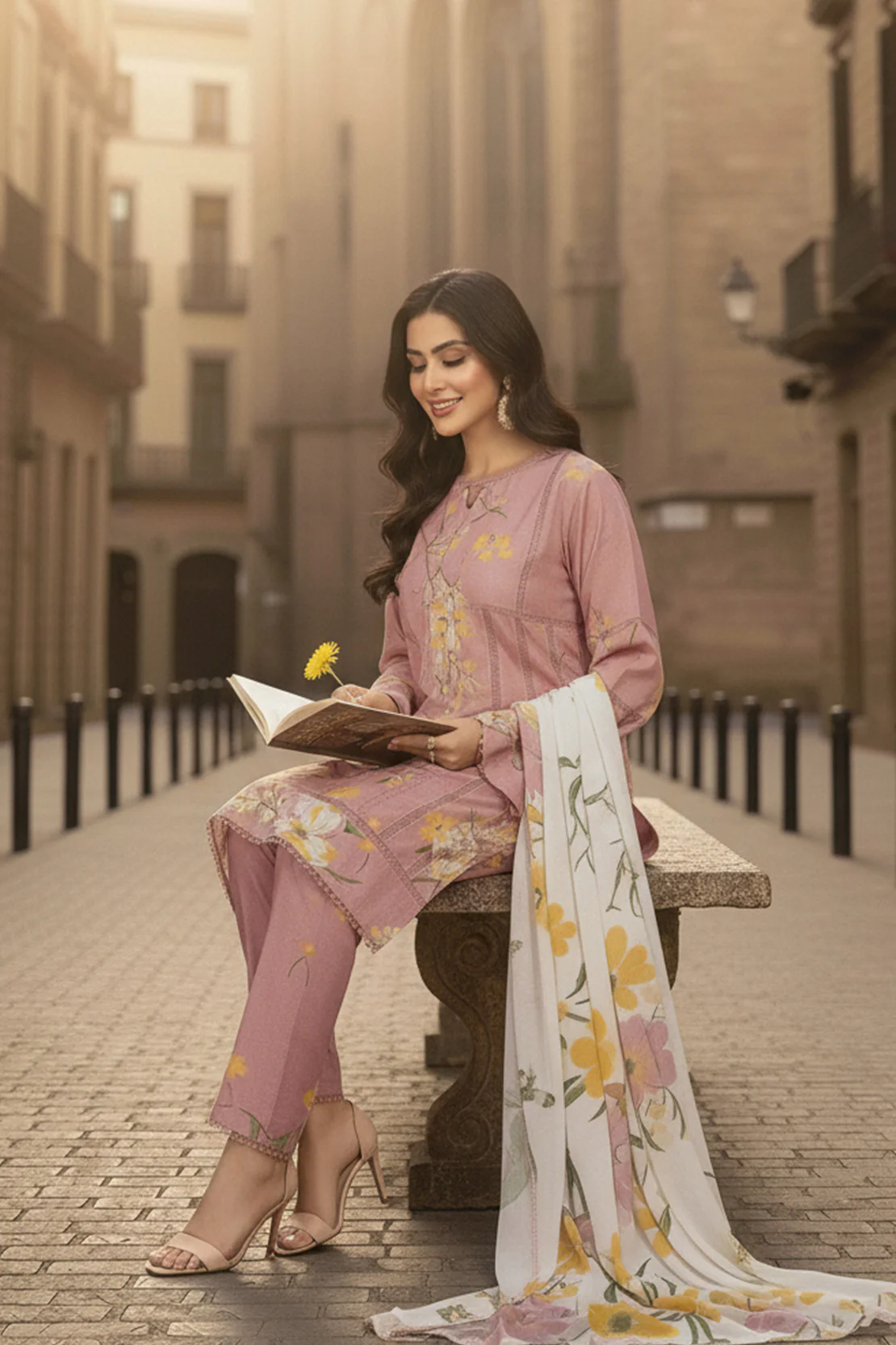 Printed - 3 Pc Karandi Suit - Image 2