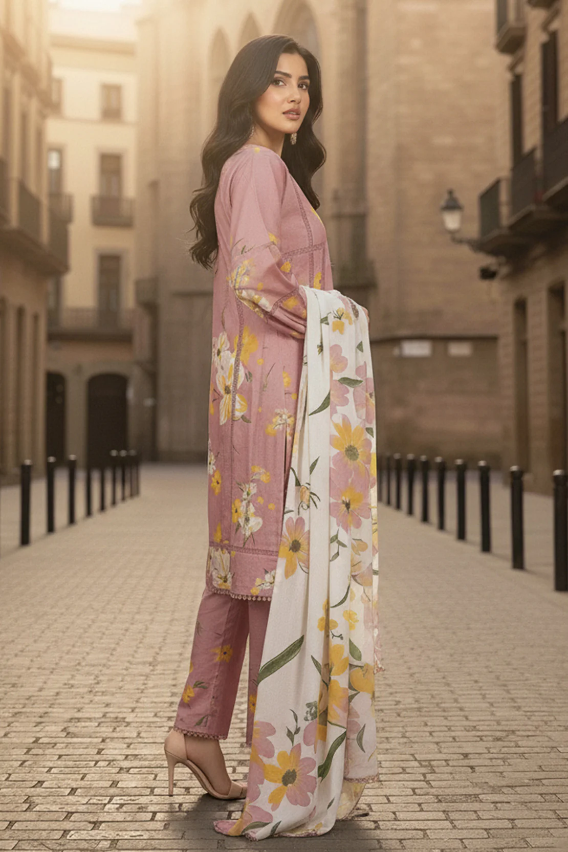 Printed - 3 Pc Karandi Suit - Image 3