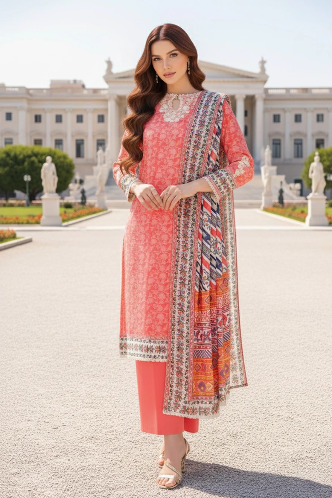 Embroidered - 3 Pc Karandi Suit