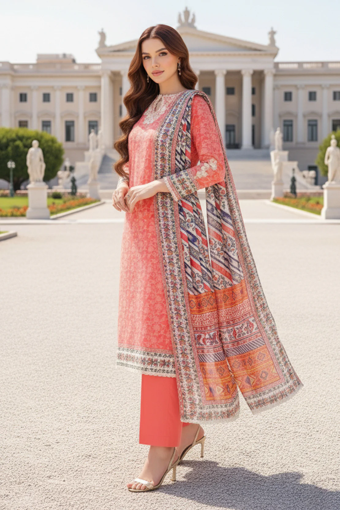 Embroidered - 3 Pc Karandi Suit - Image 3