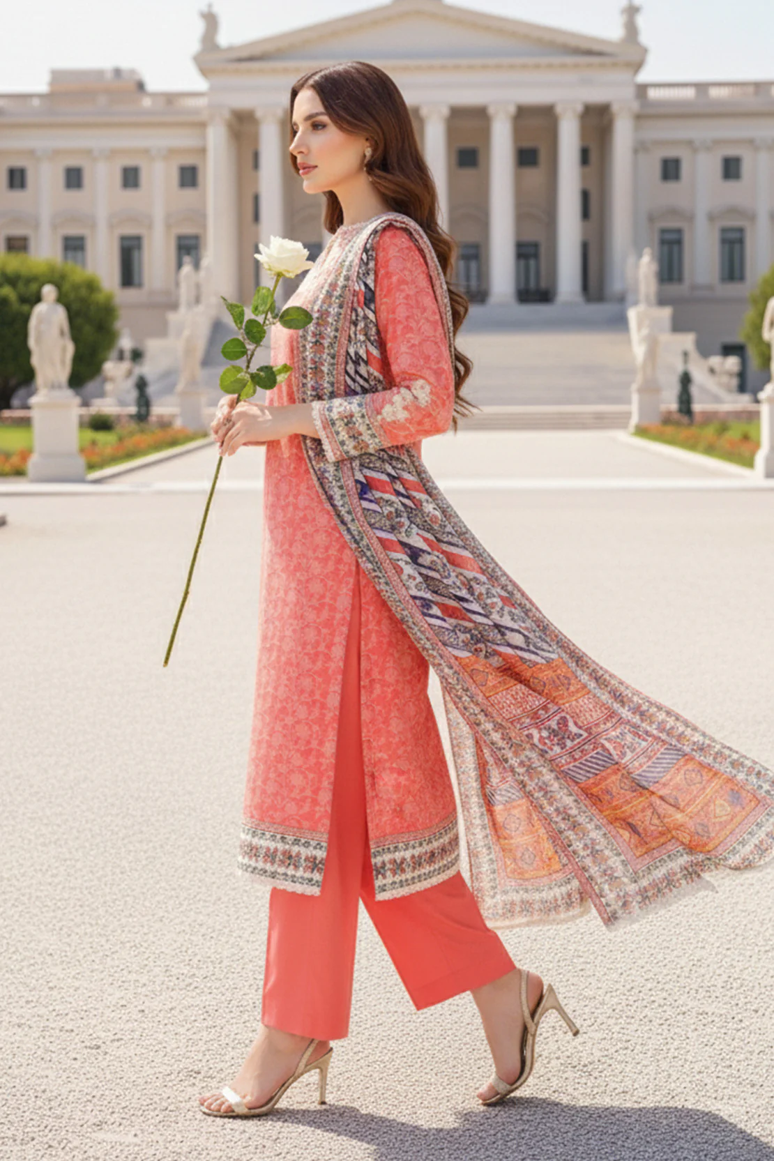 Embroidered - 3 Pc Karandi Suit - Image 5