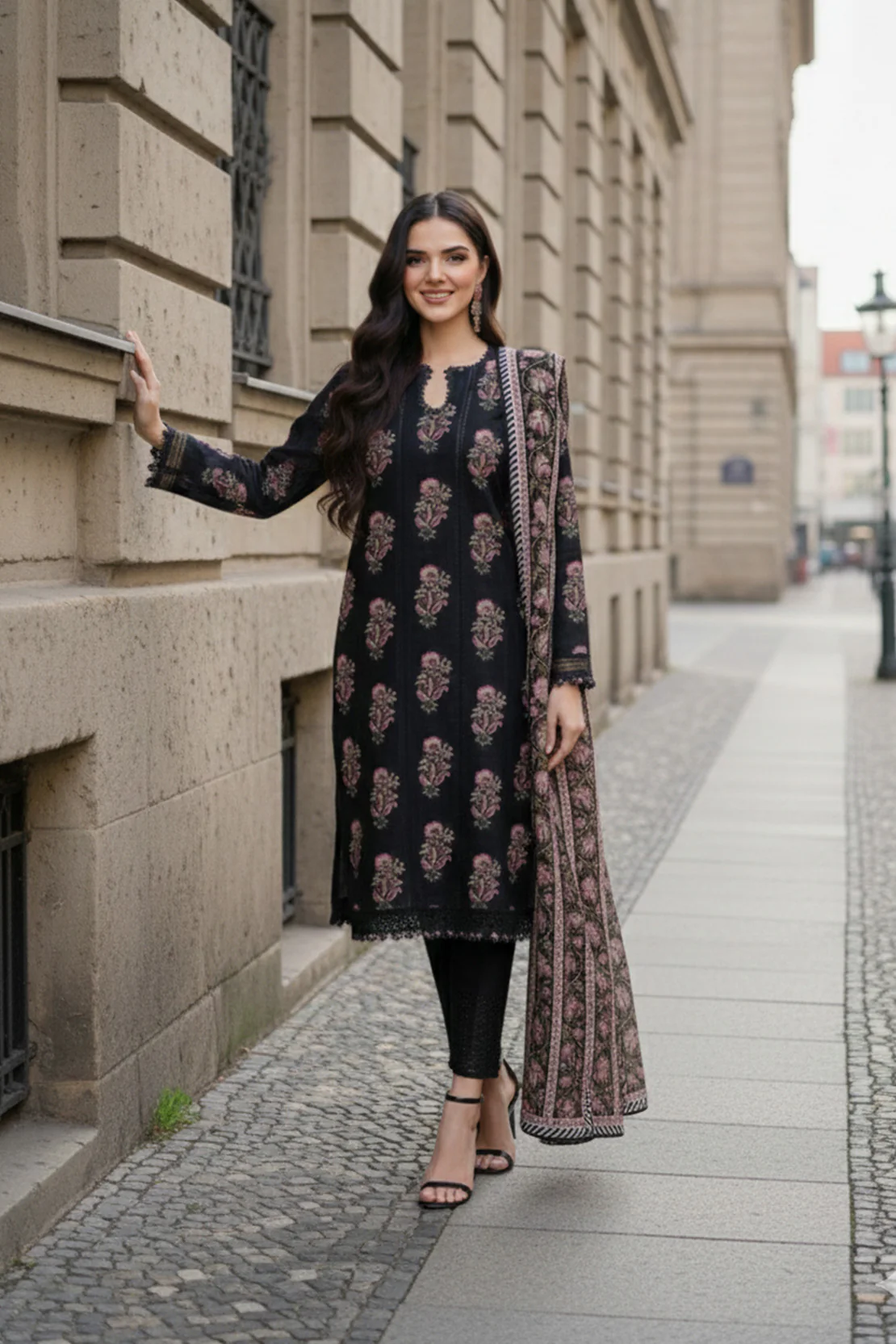 Printed - 3 Pc Karandi Suit - Image 2