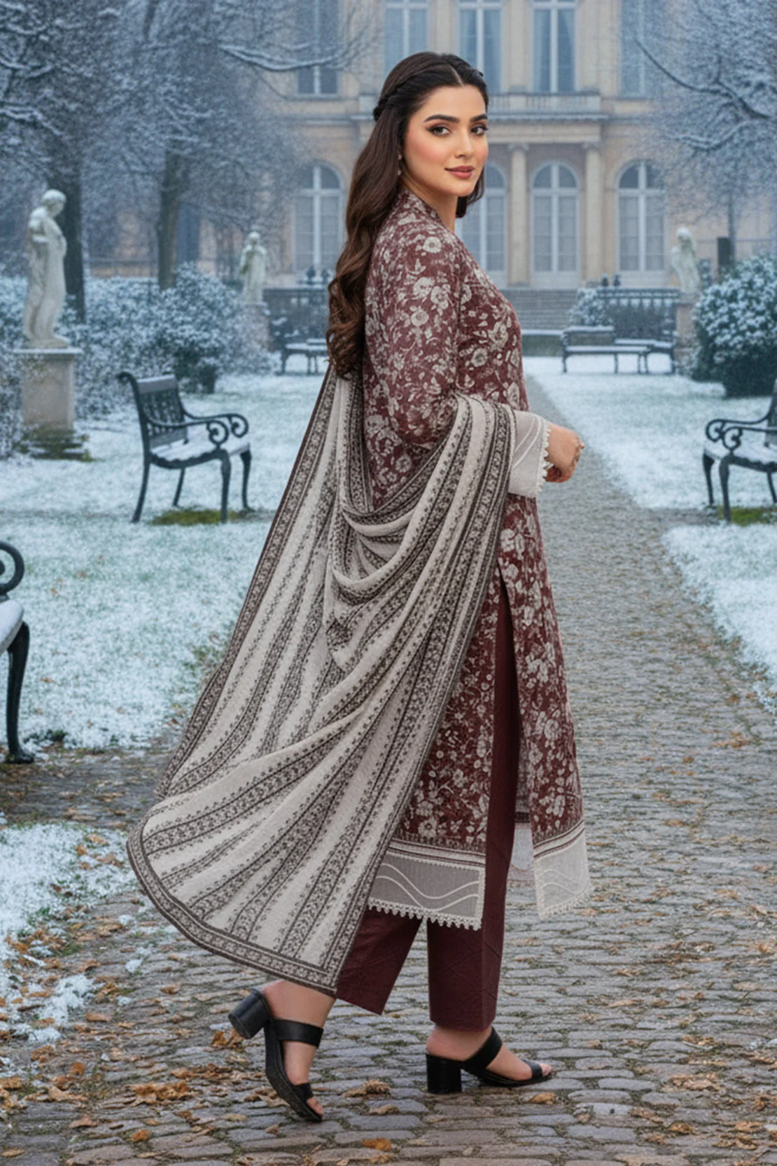Printed - 3 Pc Karandi Suit - Image 2