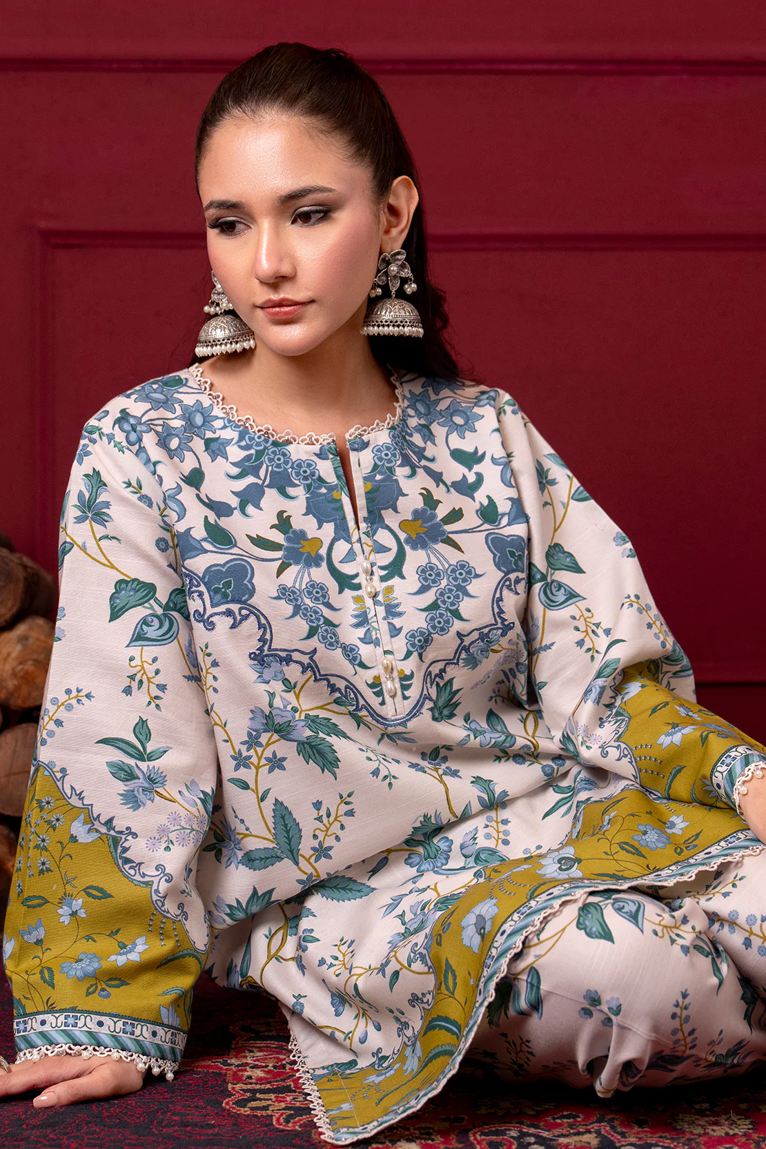 Printed - 2 Pc Karandi Suit - Image 5
