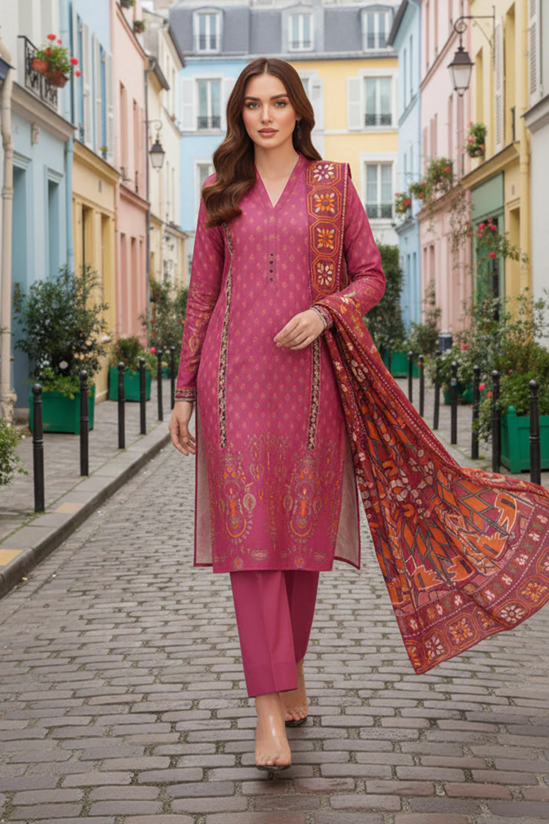 Embroidered - 2 Pc Slub Karandi Suit
