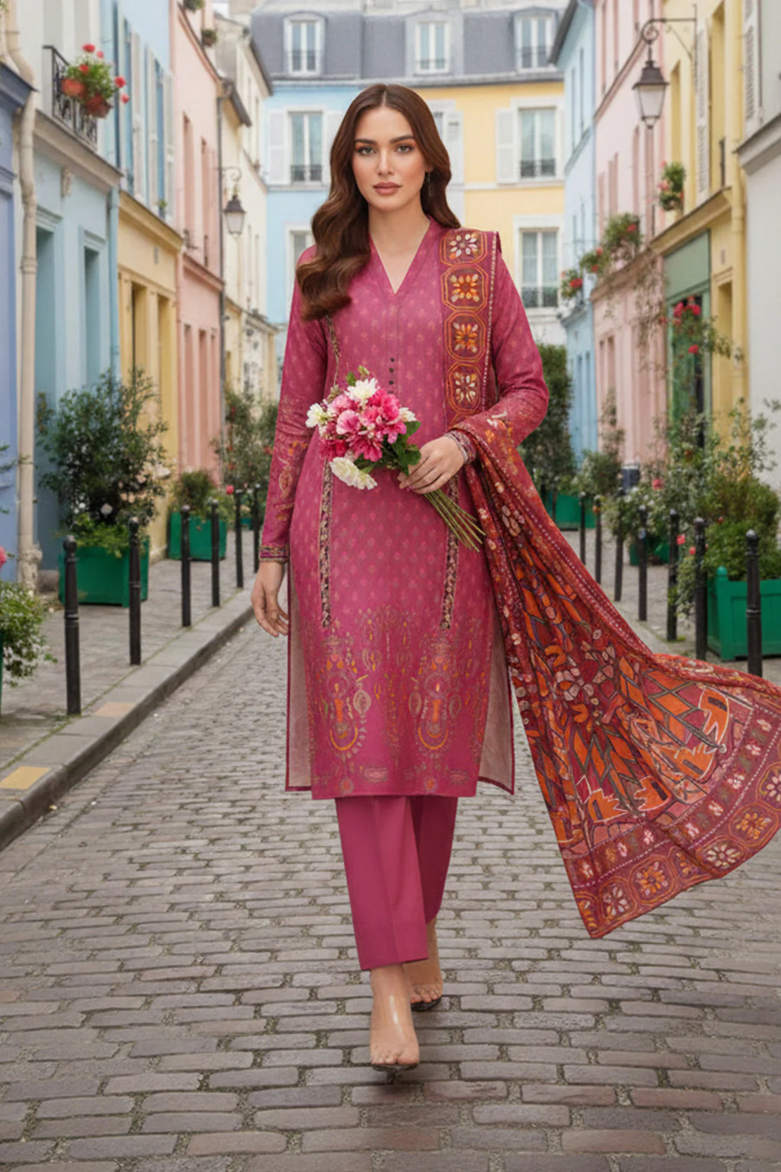 Embroidered - 2 Pc Slub Karandi Suit - Image 3