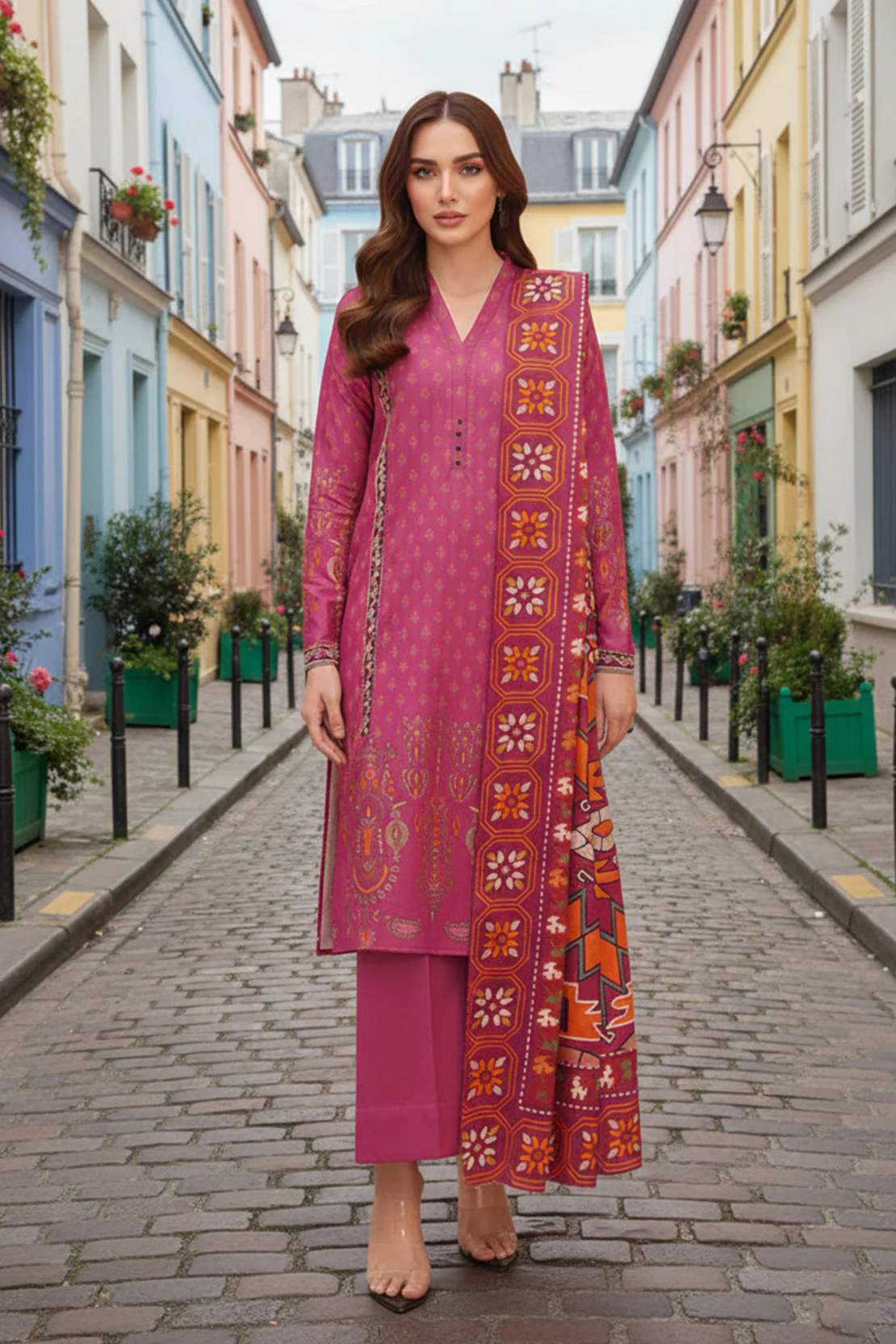 Embroidered - 2 Pc Slub Karandi Suit - Image 4