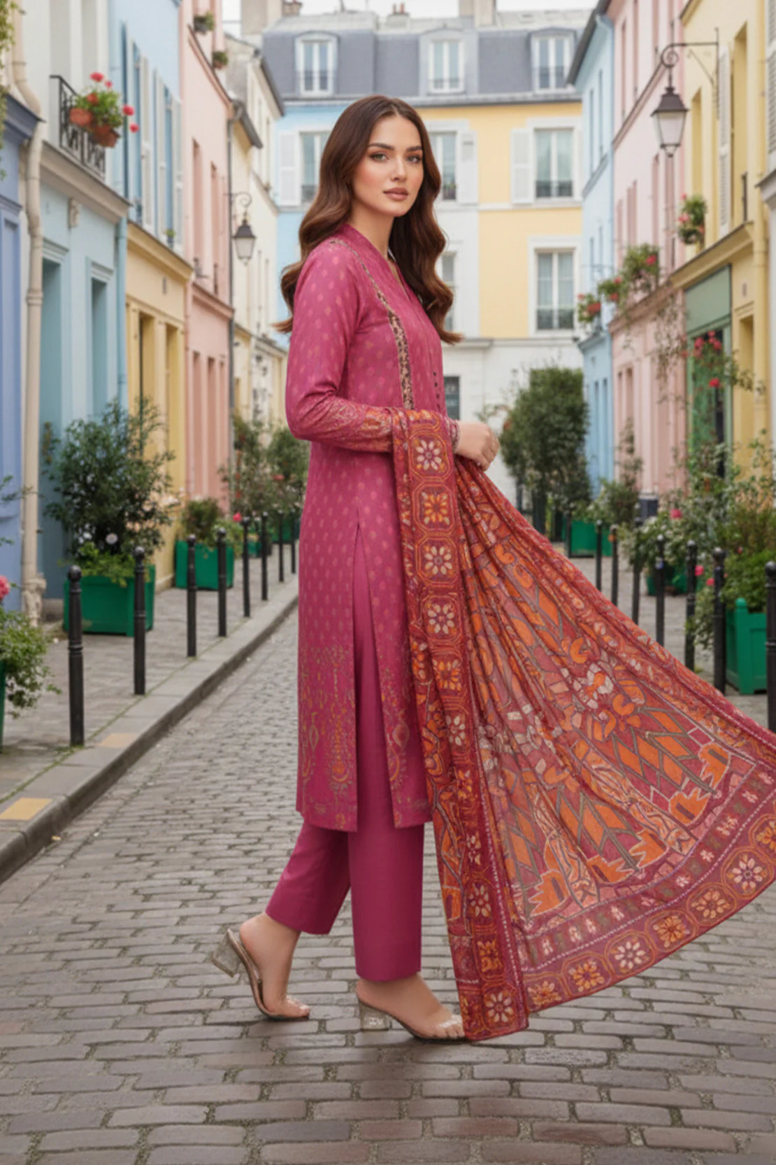 Embroidered - 2 Pc Slub Karandi Suit - Image 5