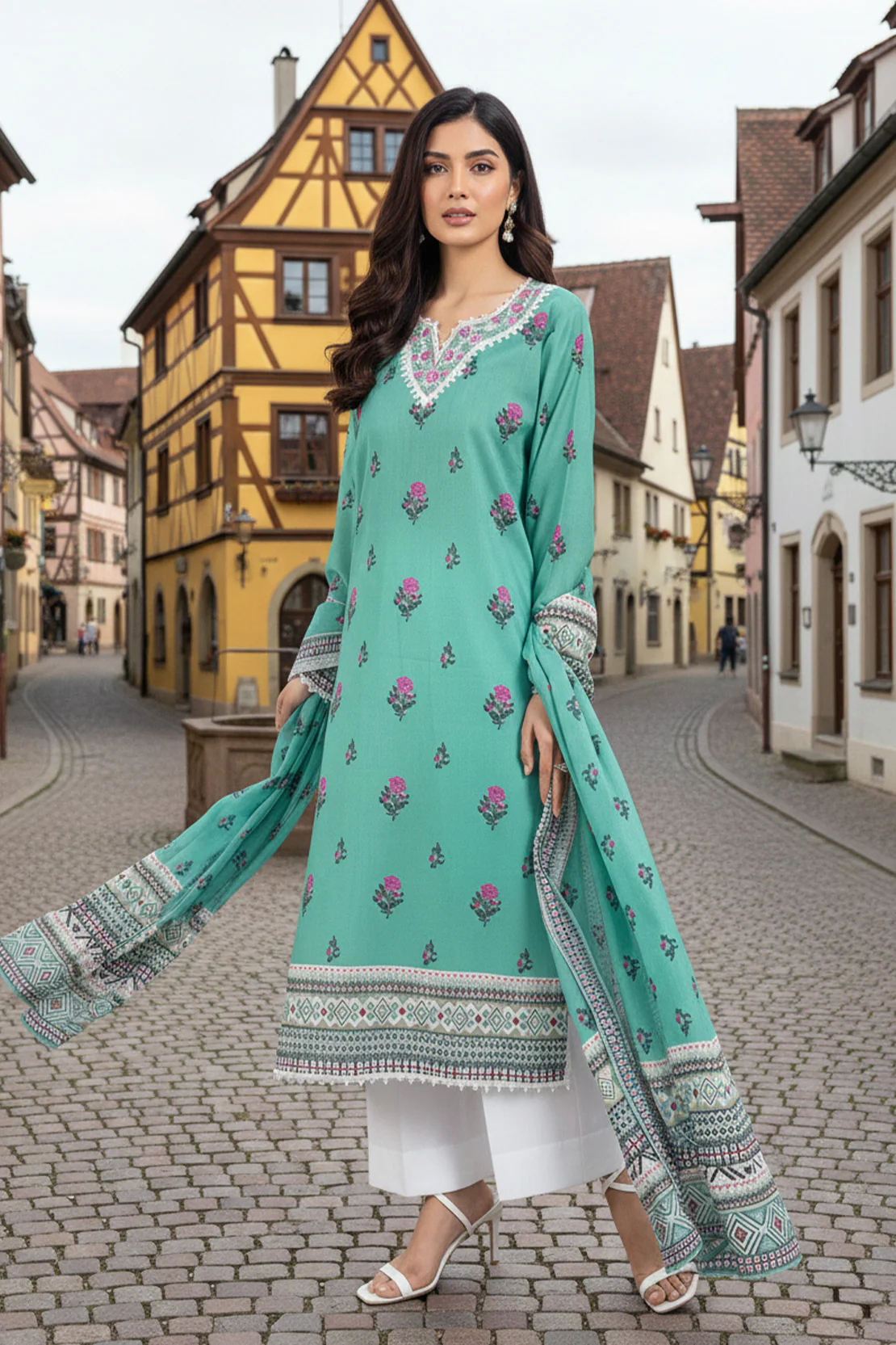 Embroidered - 2 Pc Slub Karandi Suit