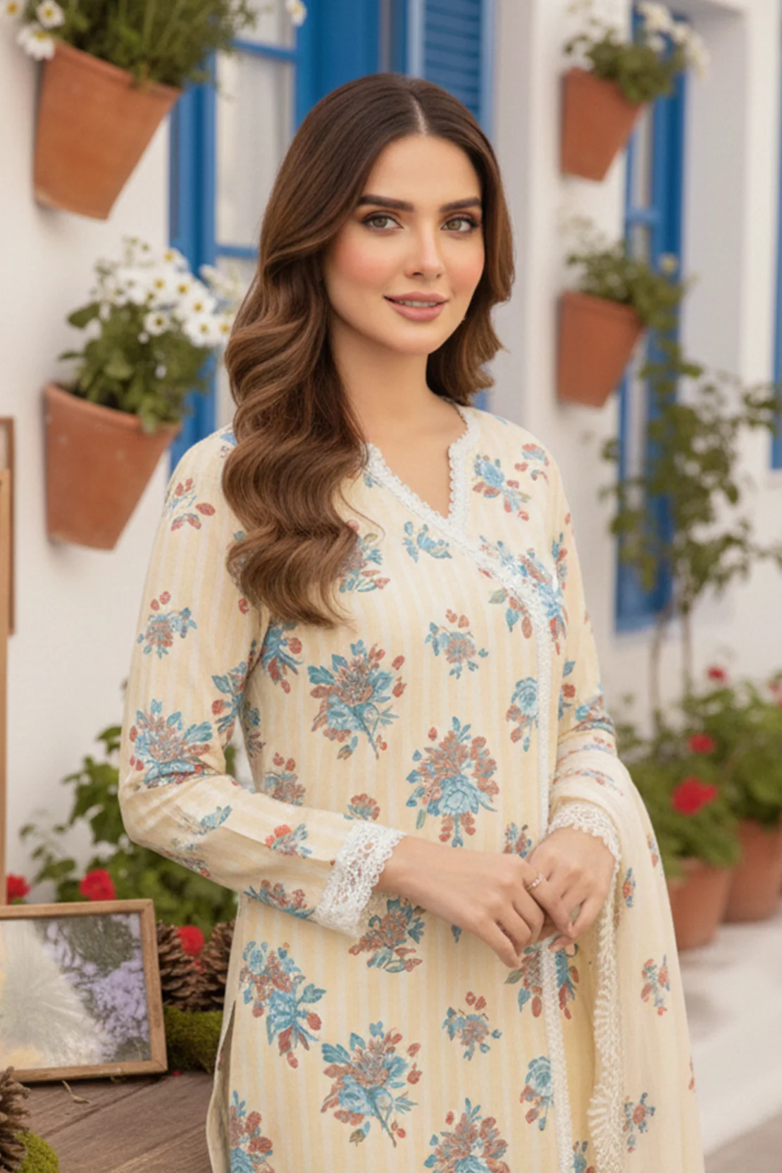 Embroidered - 3 Pc Slub Karandi Suit - Image 4