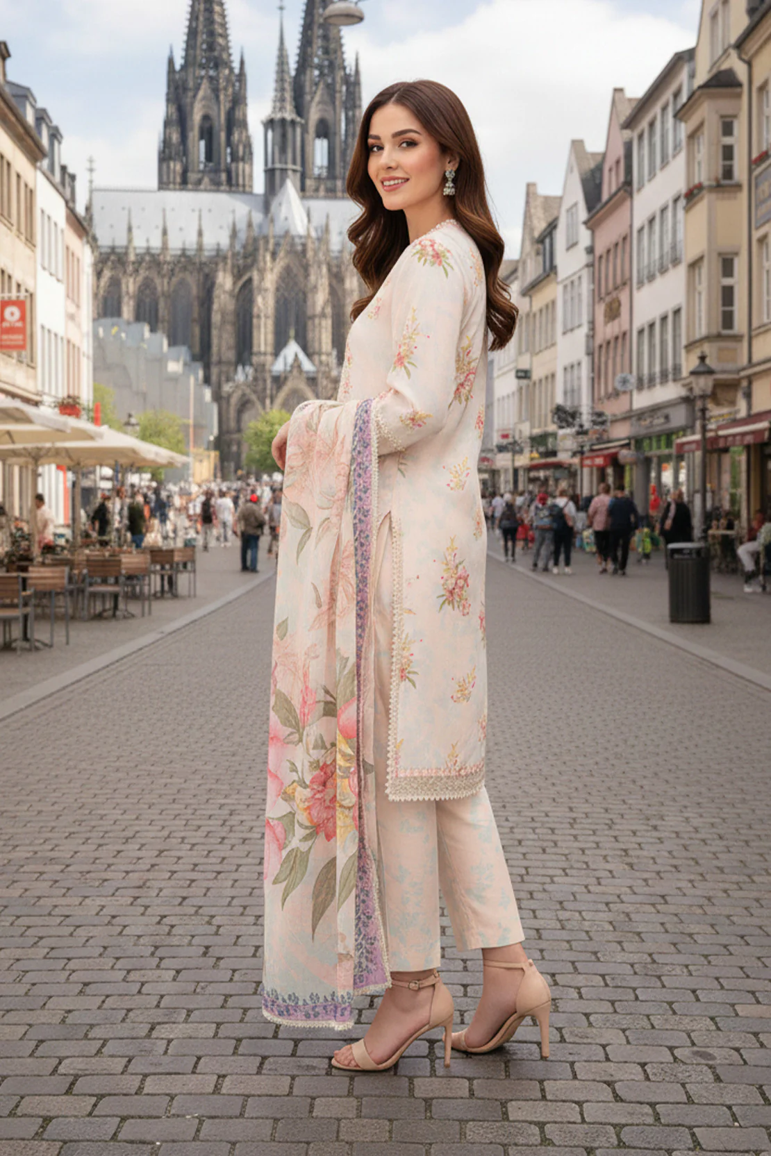 Embroidered - 3 Pc Slub Karandi Suit - Image 5