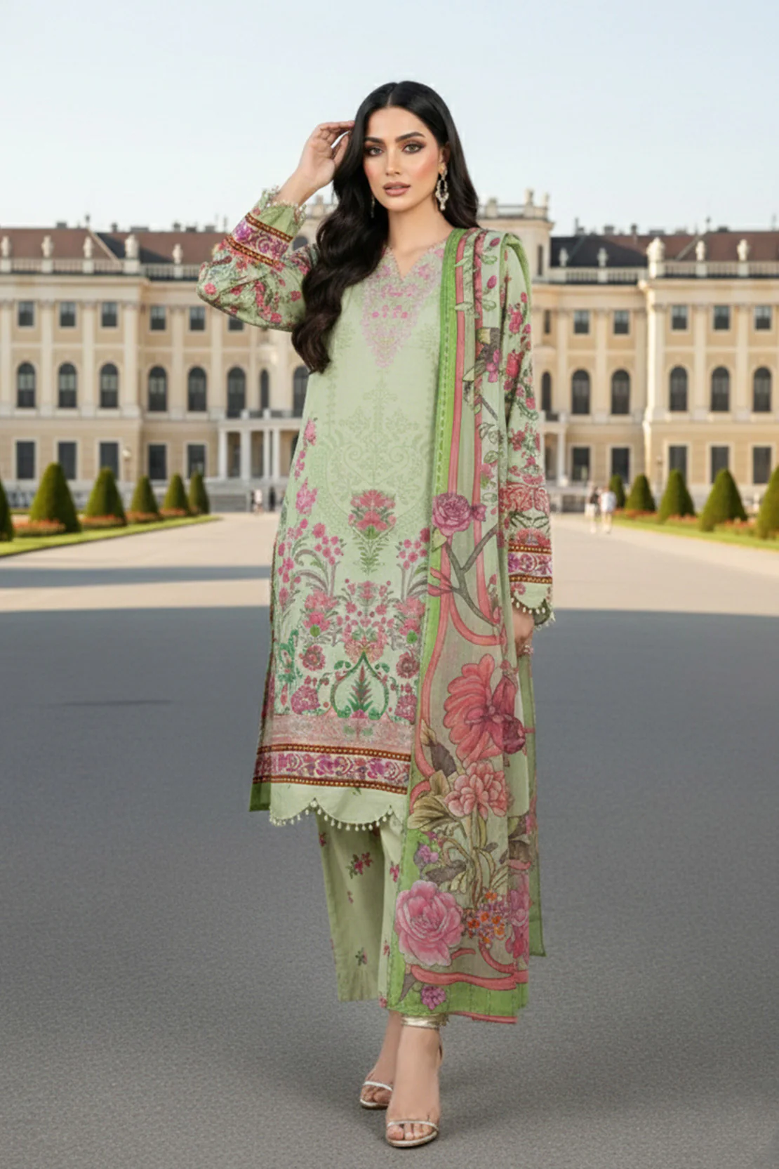 Embroidered - 3 Pc Slub Karandi Suit