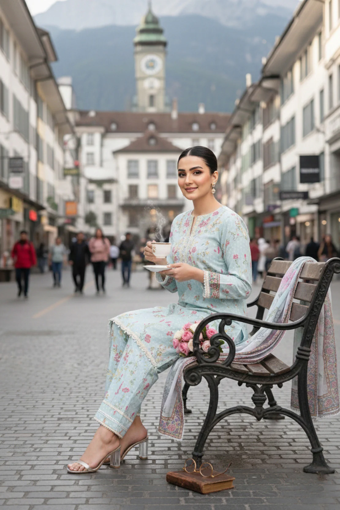 Embroidered - 3 Pc Slub Karandi Suit - Image 2