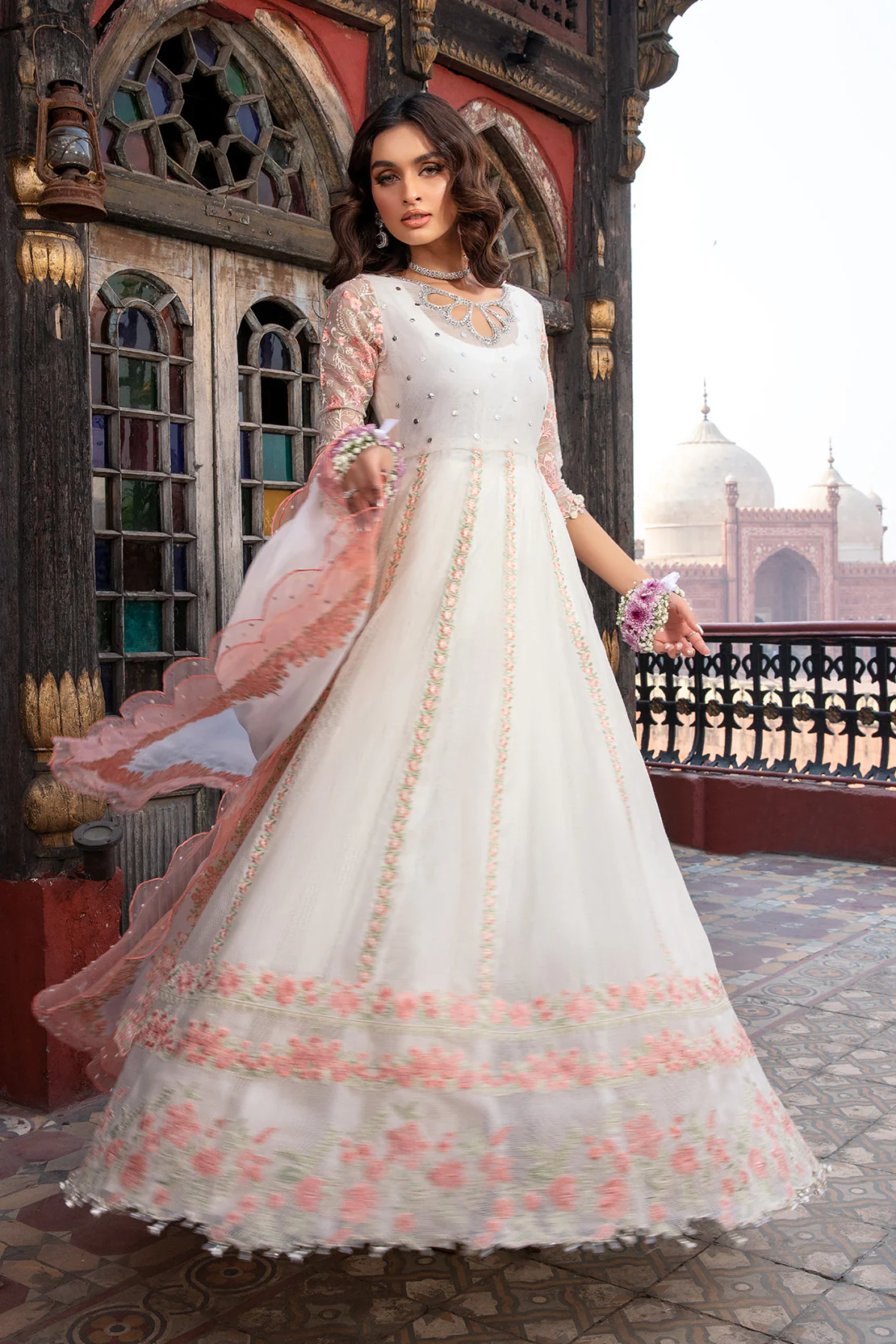 KHAWAAB – 3PC KHADI NET & SILK WEDDING FESTIVE PRET - Image 5