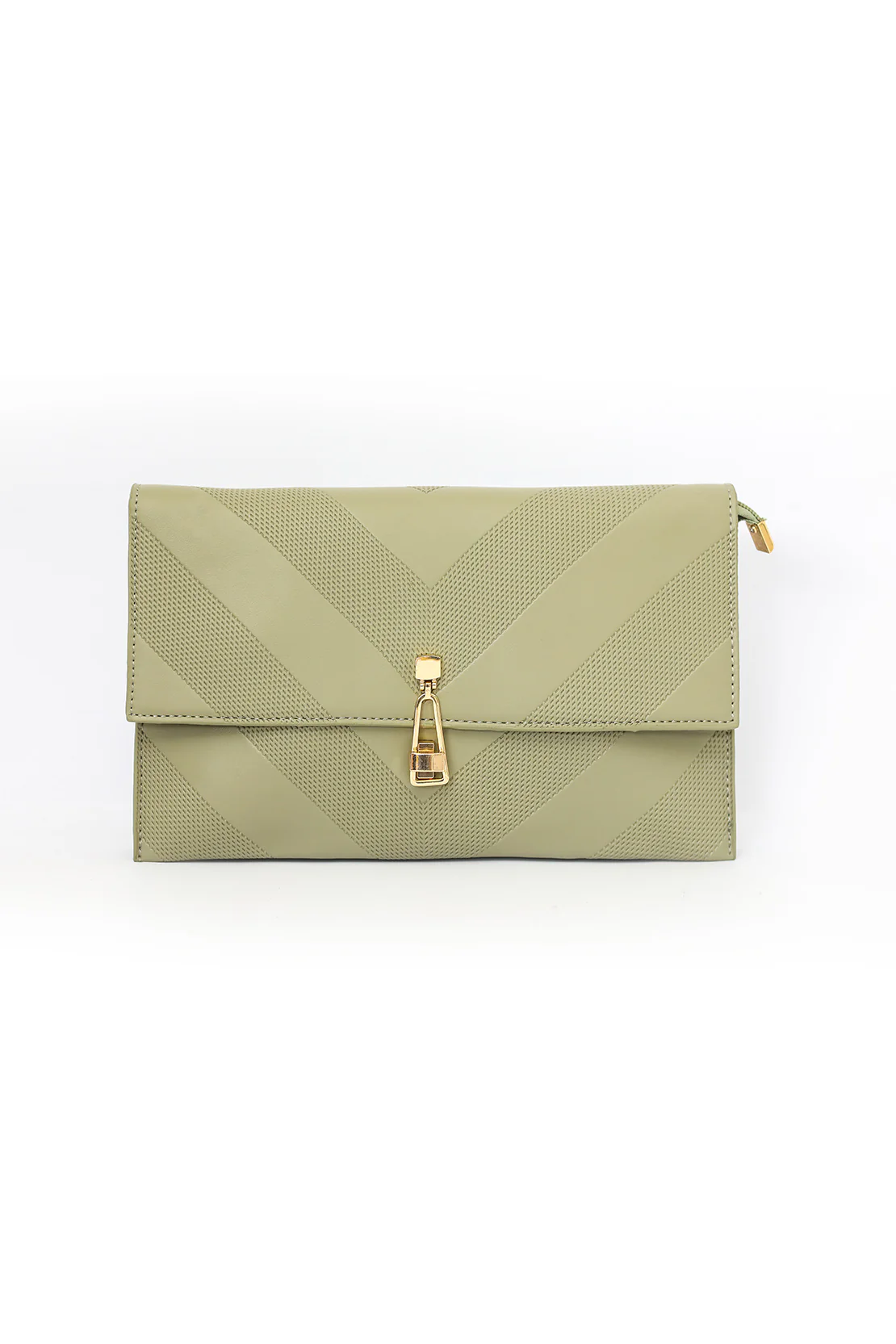 Strapped Textured Clutch - Light Green