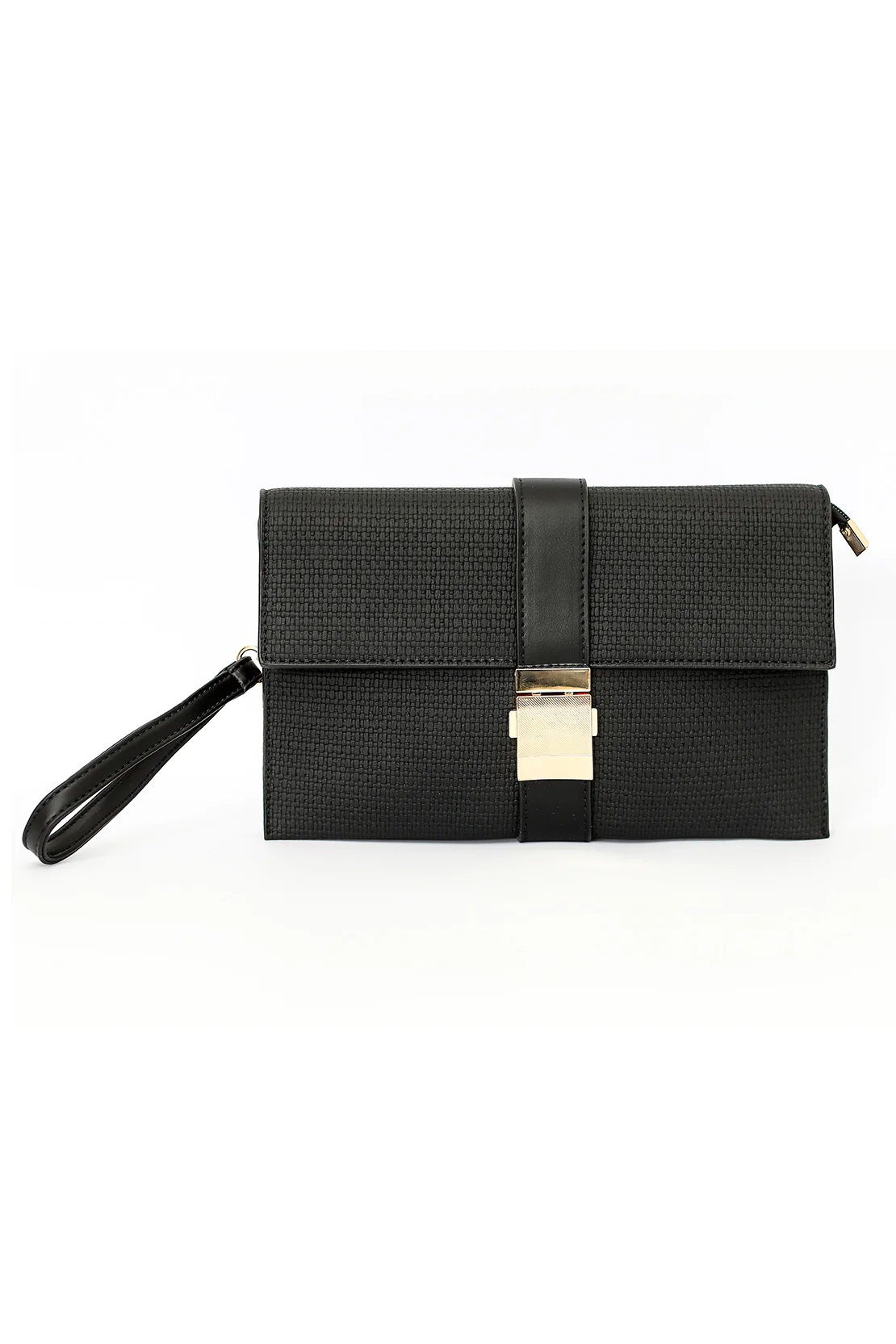 Strapped Metal Front Clutch - Black - Image 3